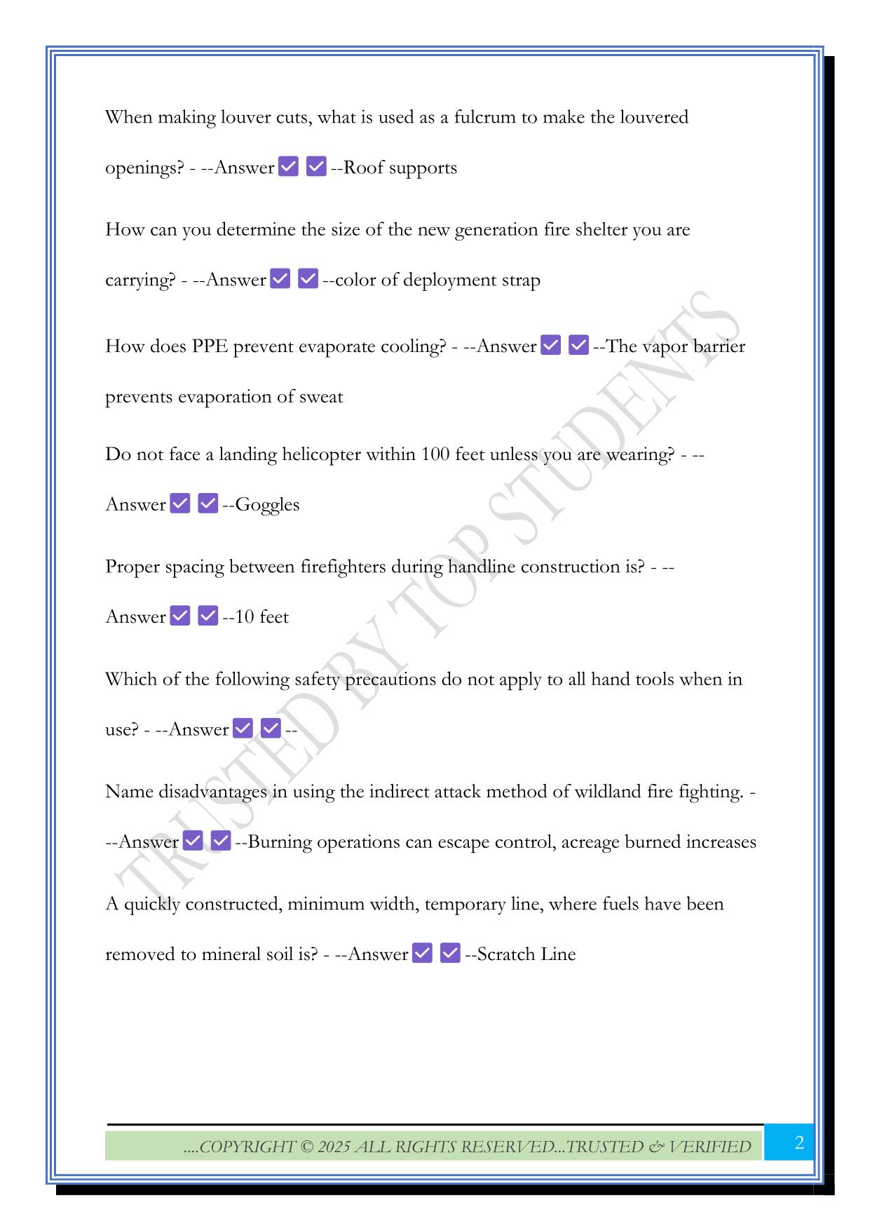 Cal Fire FF Exam 2025 Questions and Answers