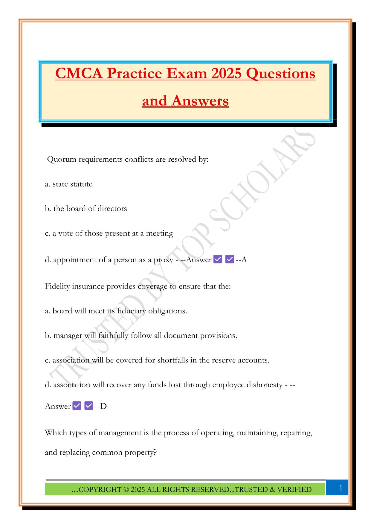CMCA Practice Exam 2025 Questions and Answers