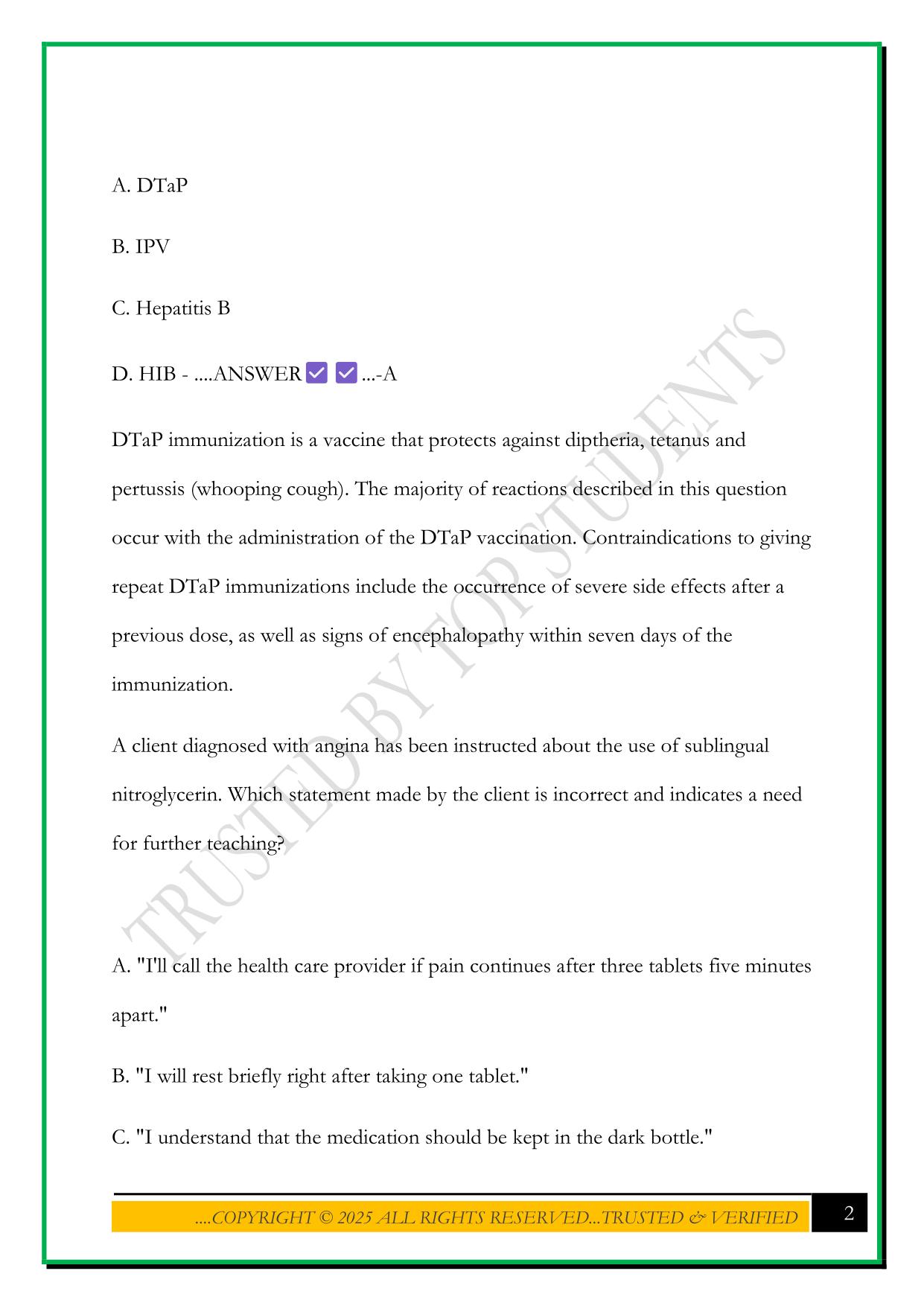 NCSBN PRACTICE QUESTIONS 76- 90 WITH CORRECT ANSWERS