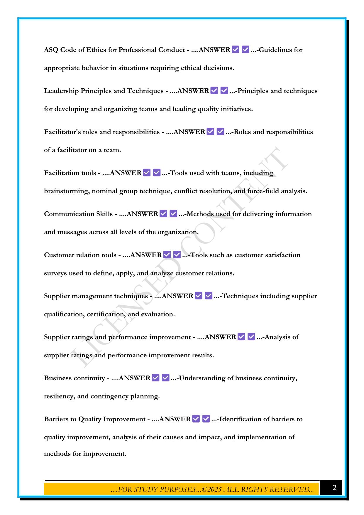 CERTIFIED QUALITY ENGINEER EXAM BODY OF KNOWLEDGE 2025 QUESTIONS AND ANSWERS