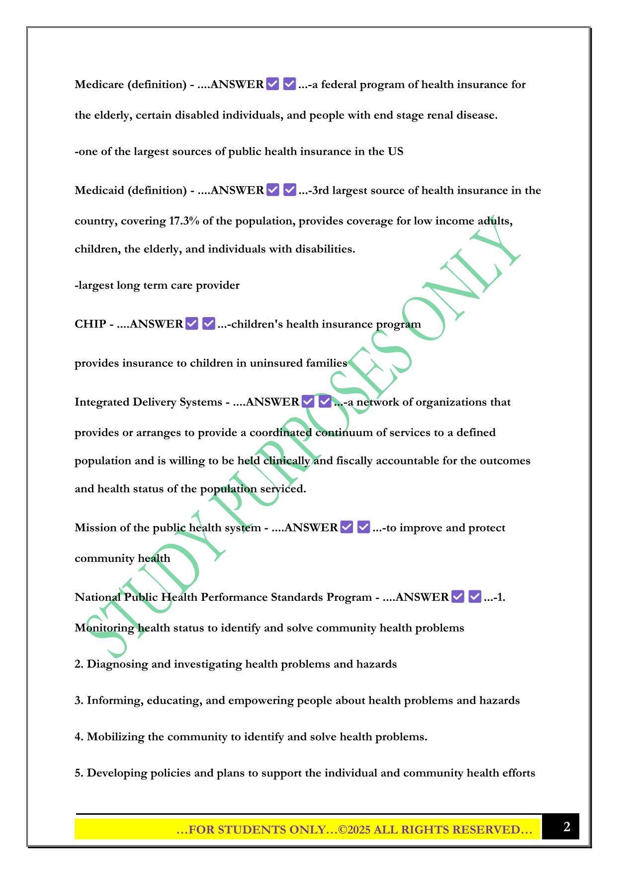 HCM 310 Test 1 (Essentials of the US Health Care System) Exam 2025 Questions and Answers