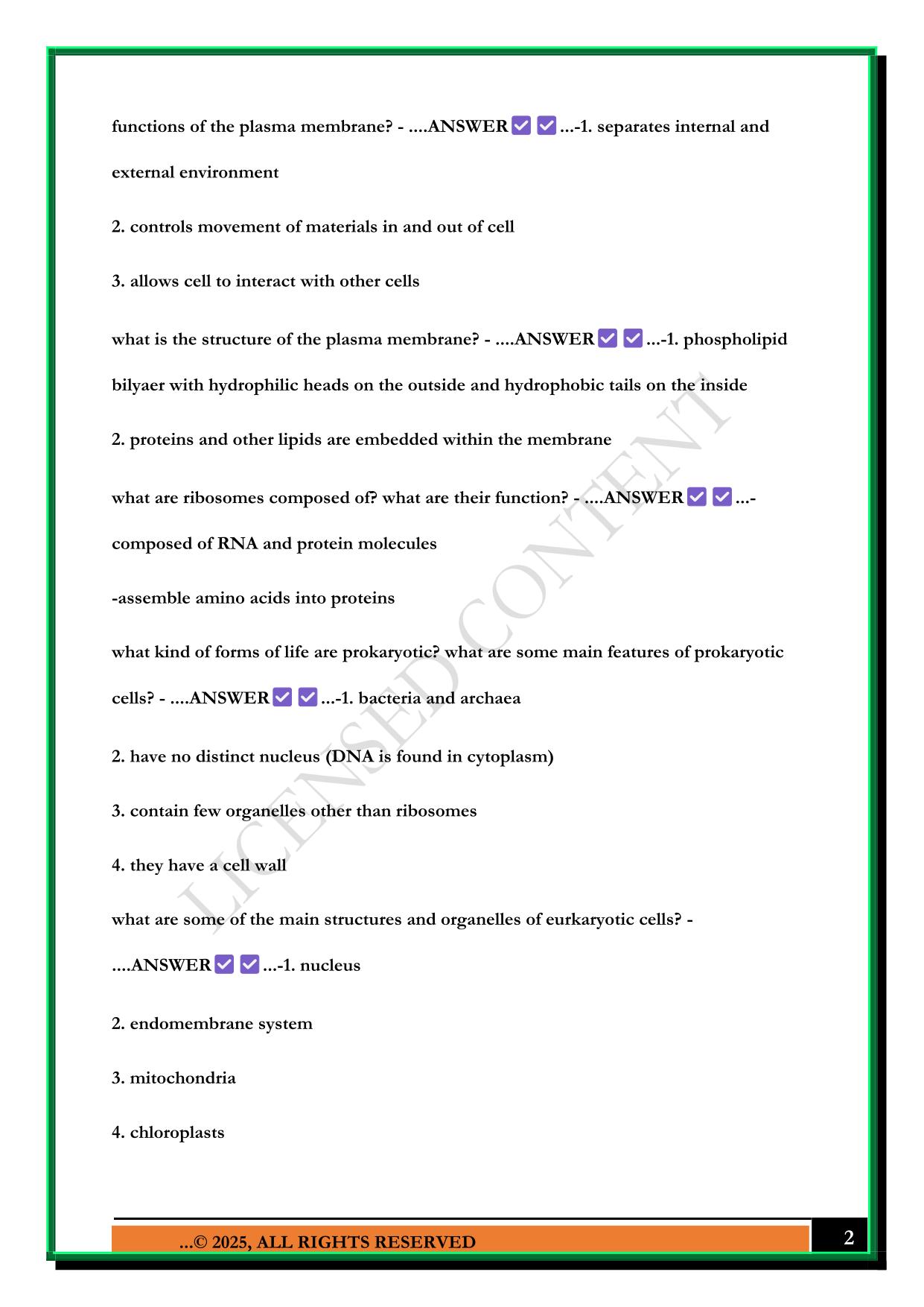 BIO100 FINAL EXAM 2025 QUESTIONS AND ANSWERS