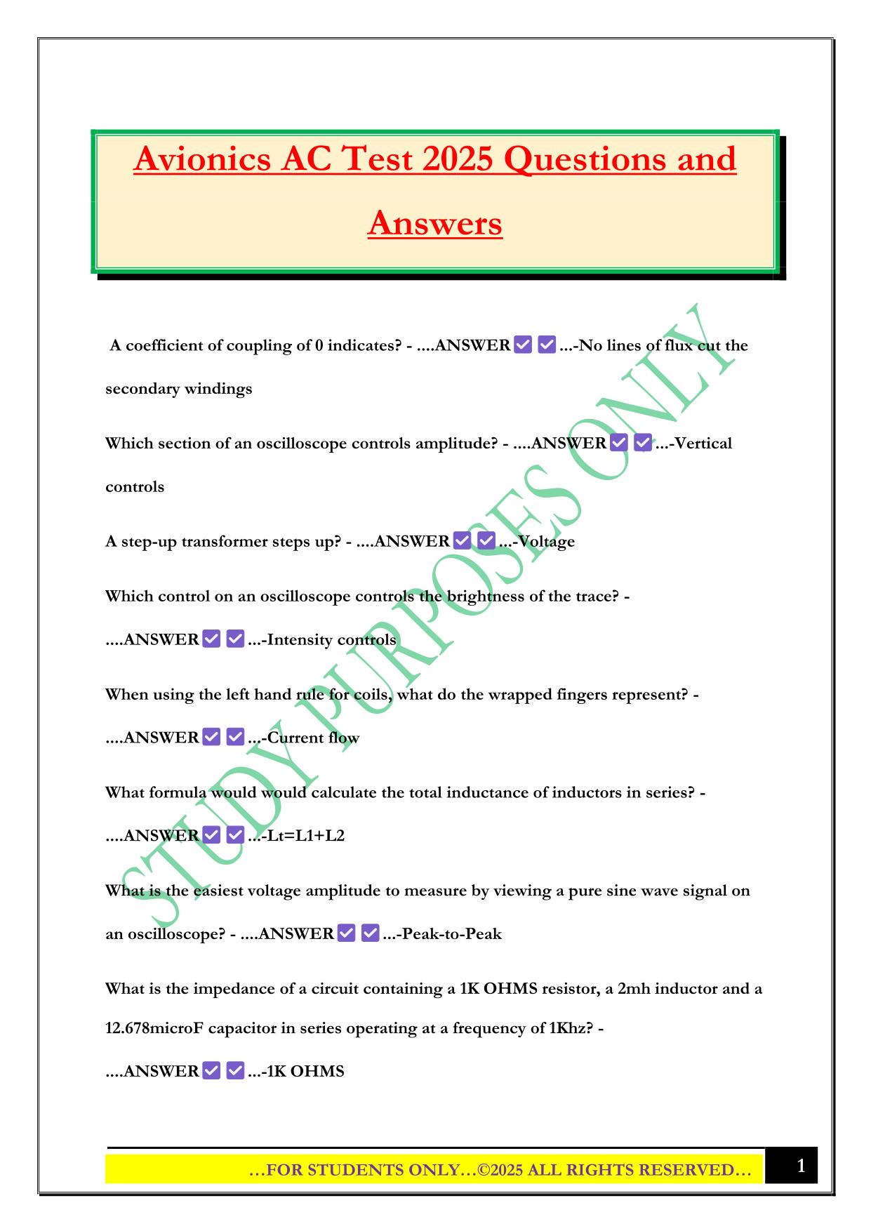 Aviation Bundled Exams 2025/2026 |Questions and Answers |100% Pass
