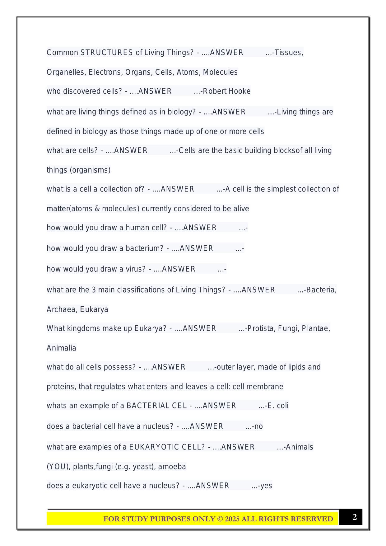 BIO 230 EXAM 2 STUDY GUIDE 2025 QUESTIONS AND ANSWERS