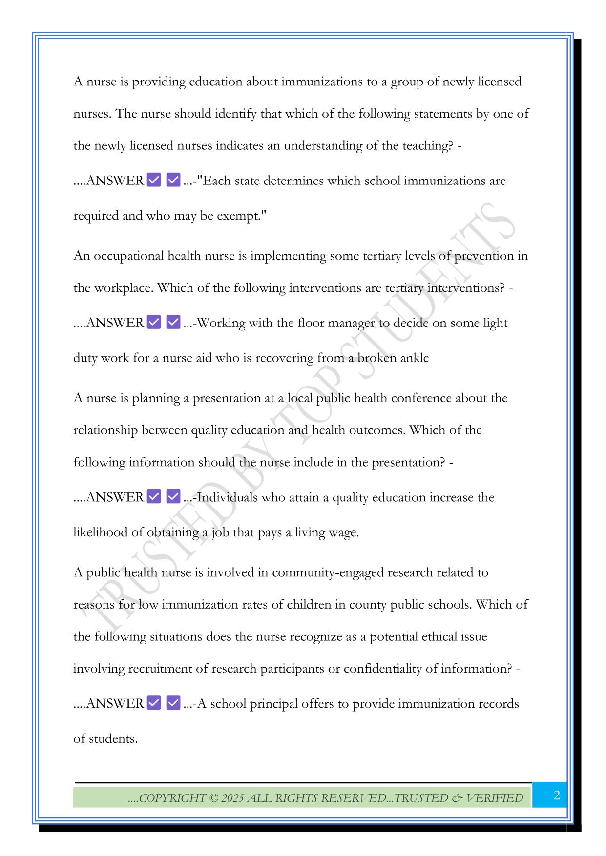 Engaging Community Health ATI Exam 2025 Questions and Answers