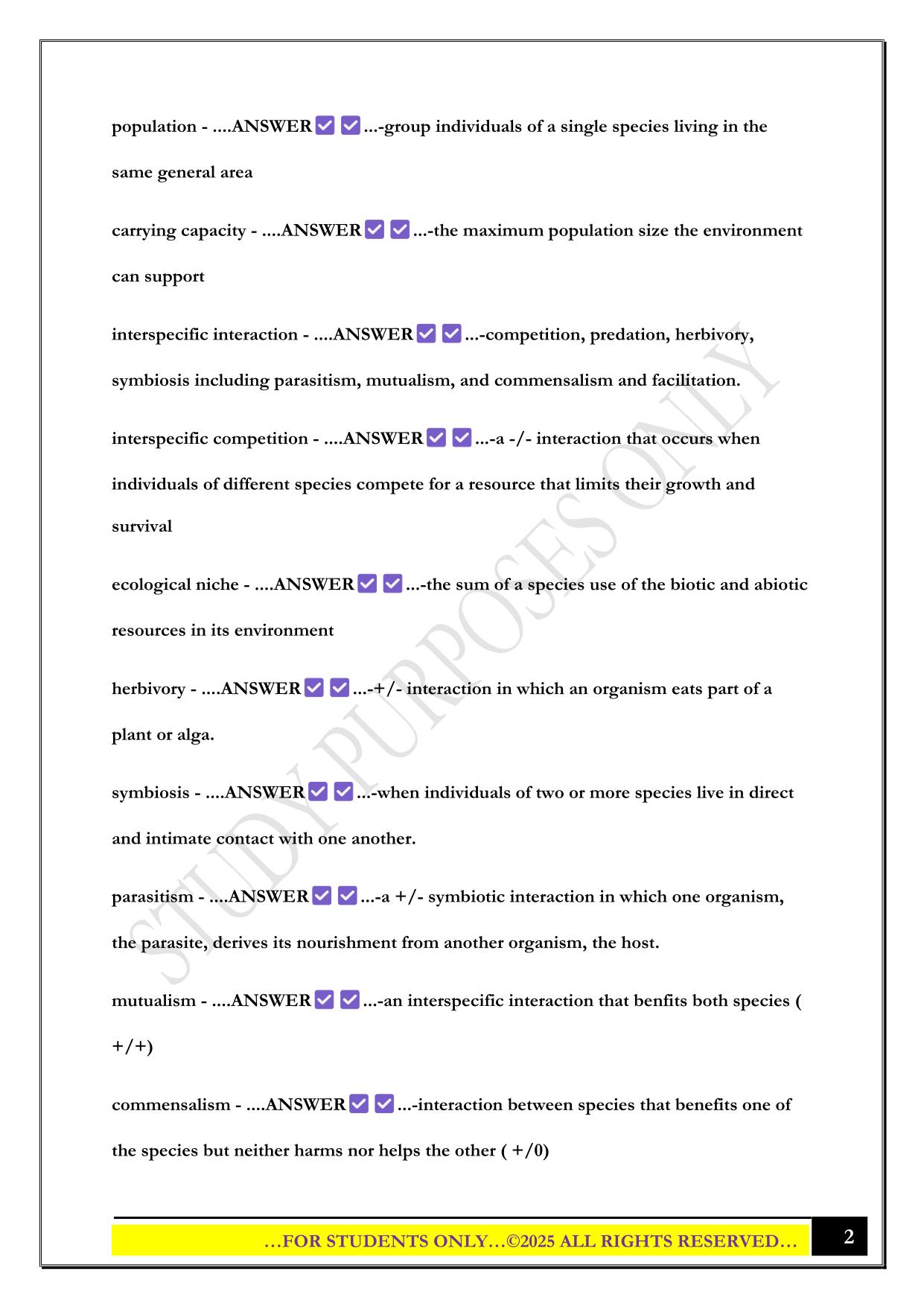 BIO 100 QUIZ 1 2025 QUESTIONS AND ANSWERS