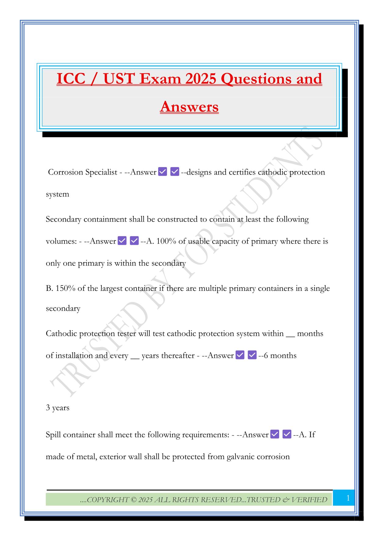 ICC / UST Exam 2025 Questions and Answers