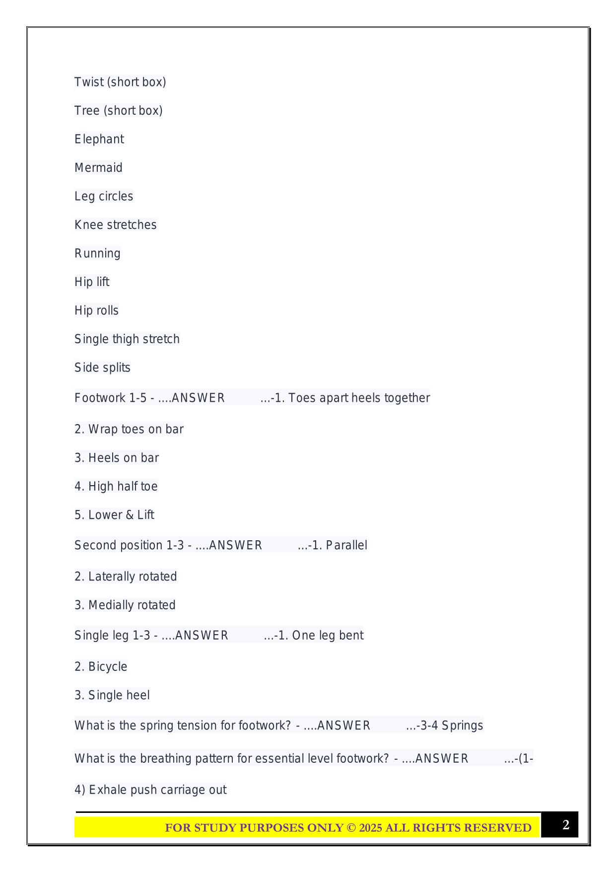 Stott Pilates: Essential Reformer Exam 2025 Questions and Answers