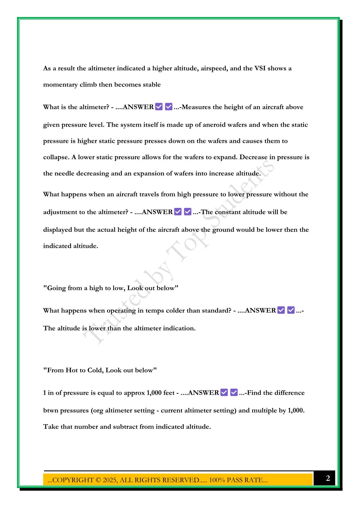 GROUND SCHOOL EXAM #2 2025 QUESTIONS AND ANSWERS