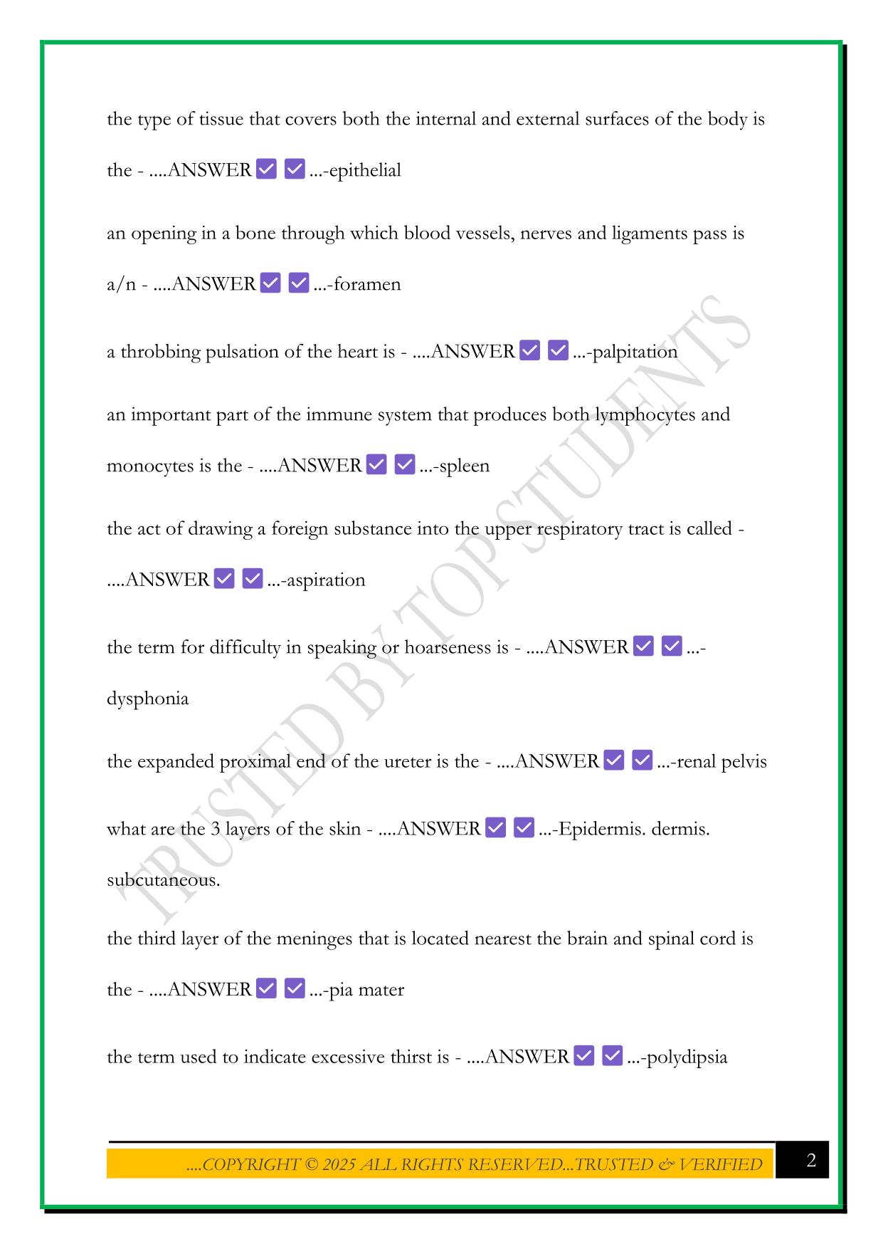 HOSA BOWL QUESTIONS WITH CORRECT ANSWERS