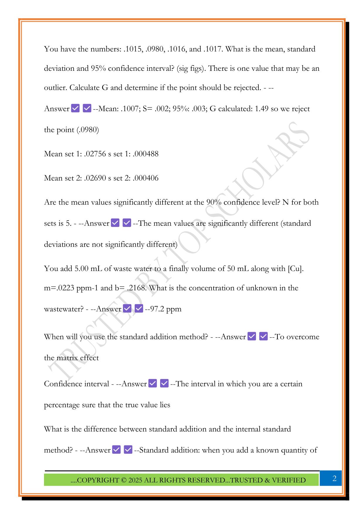 Analytical Chemistry Final Exam 2025 Questions and Answers