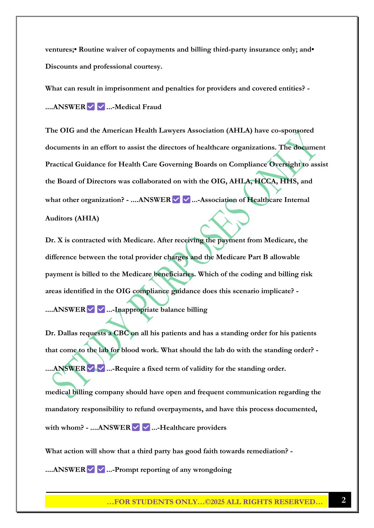 AAPC test - Chapter 4 - 4/4 2025 Questions and Answers