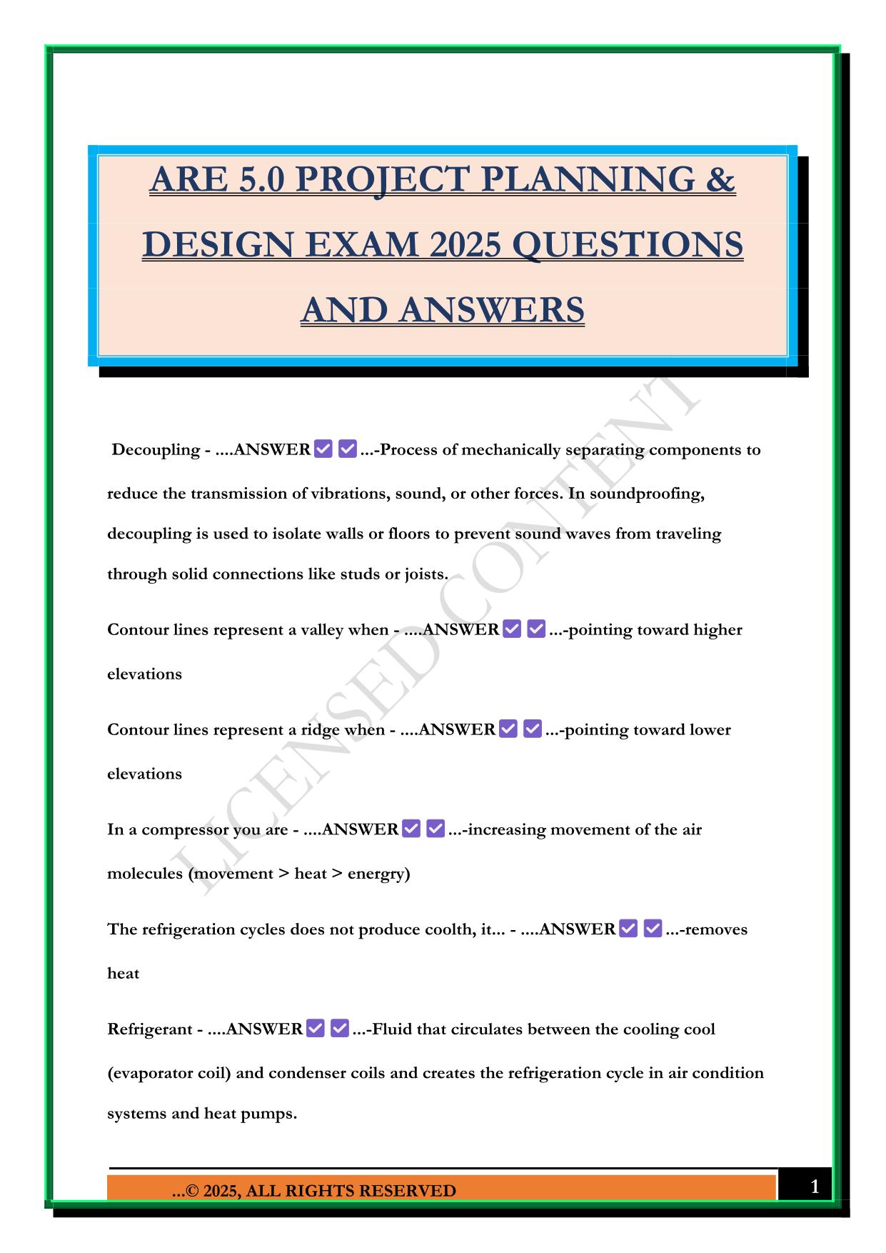 ARE 5.0 PROJECT PLANNING & DESIGN EXAM 2025 QUESTIONS AND ANSWERS
