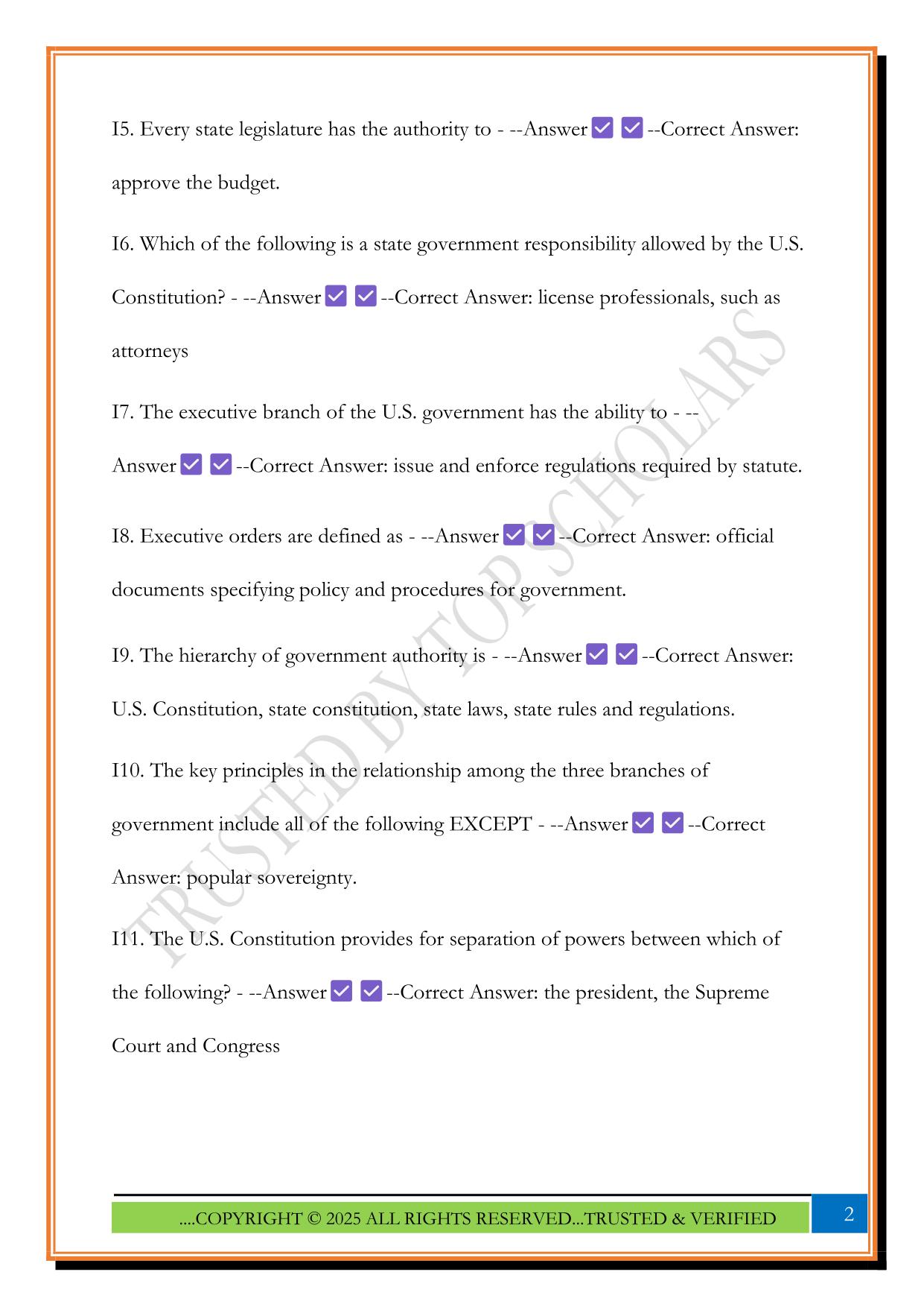 CGFM Exam 1 Exam 1 Government Environment I-VI 2025 Questions and Answers