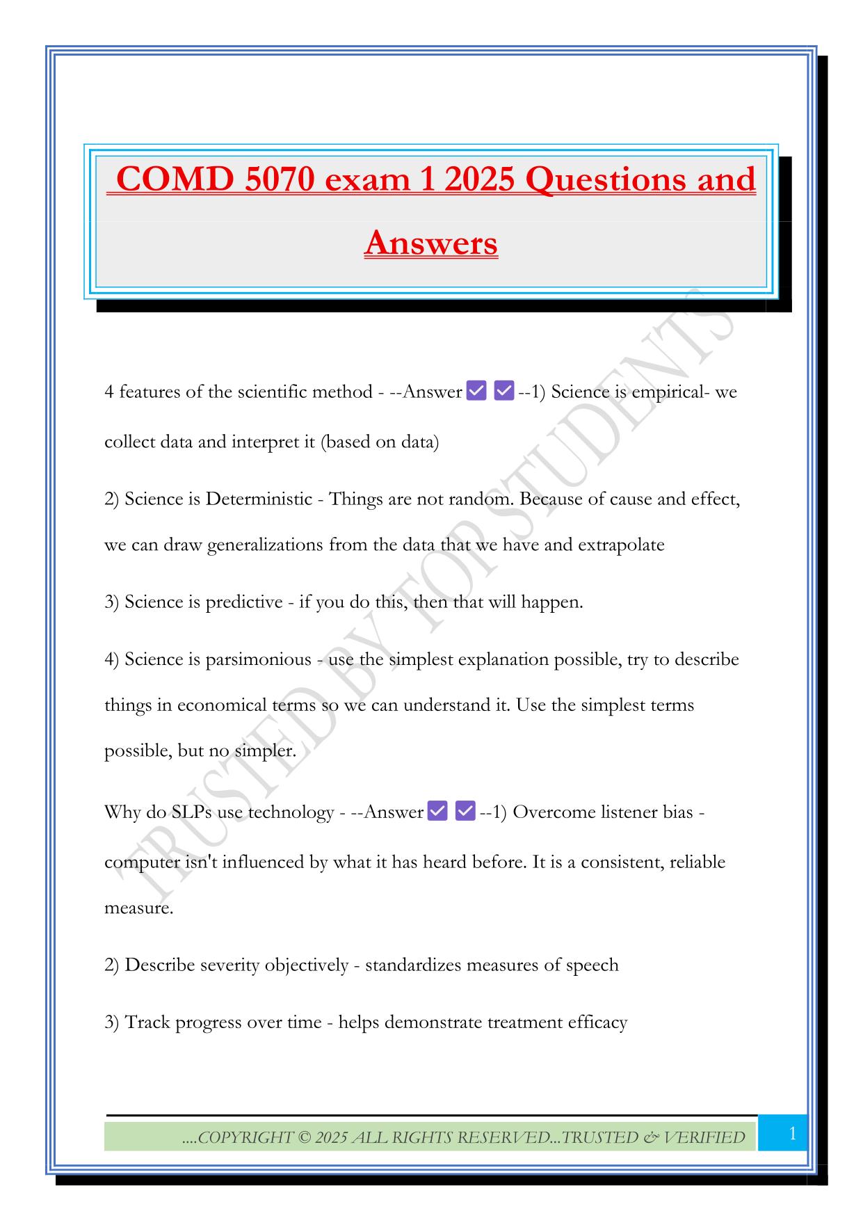 COMD 5070 exam 1 2025 Questions and Answers