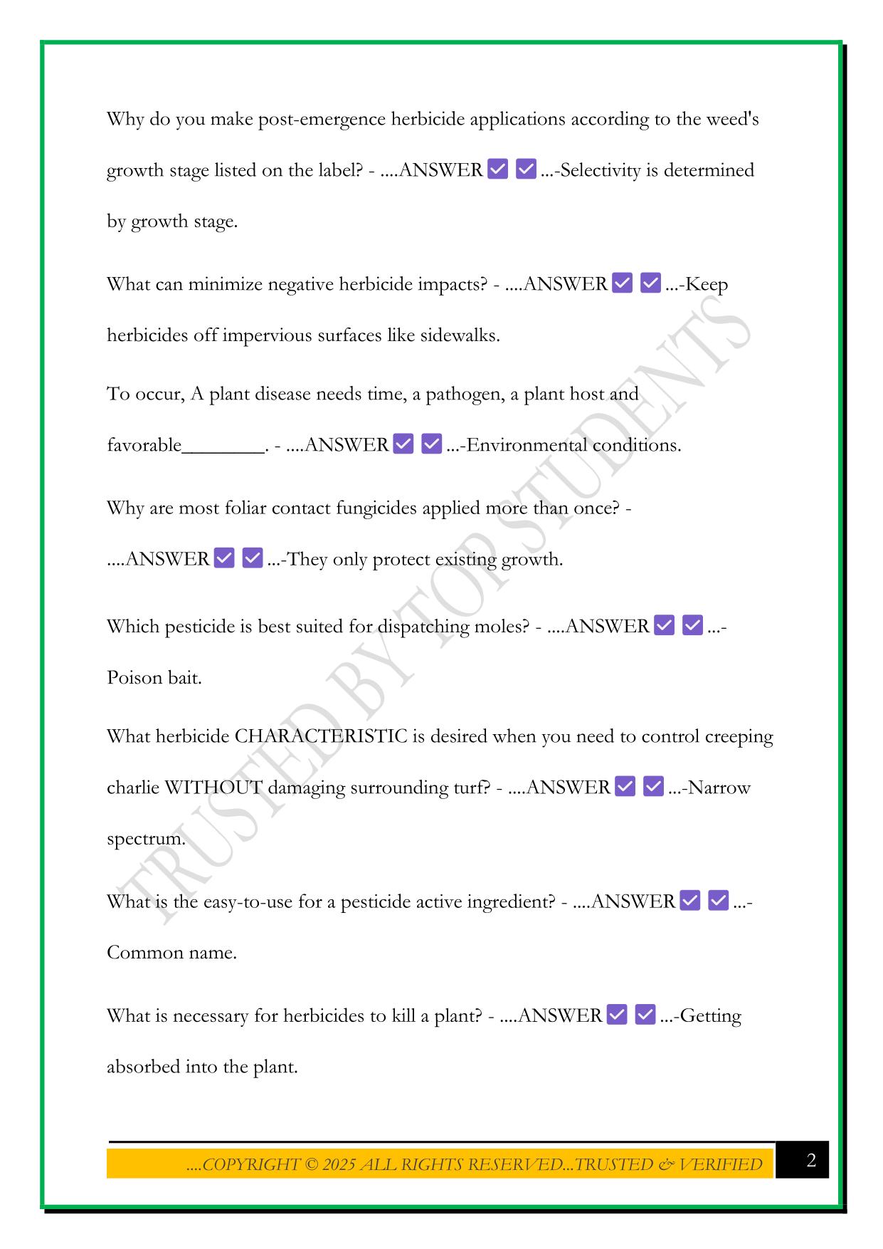 TURF & LANDSCAPE (3.0) EXAM 2025 QUESTIONS AND ANSWERS