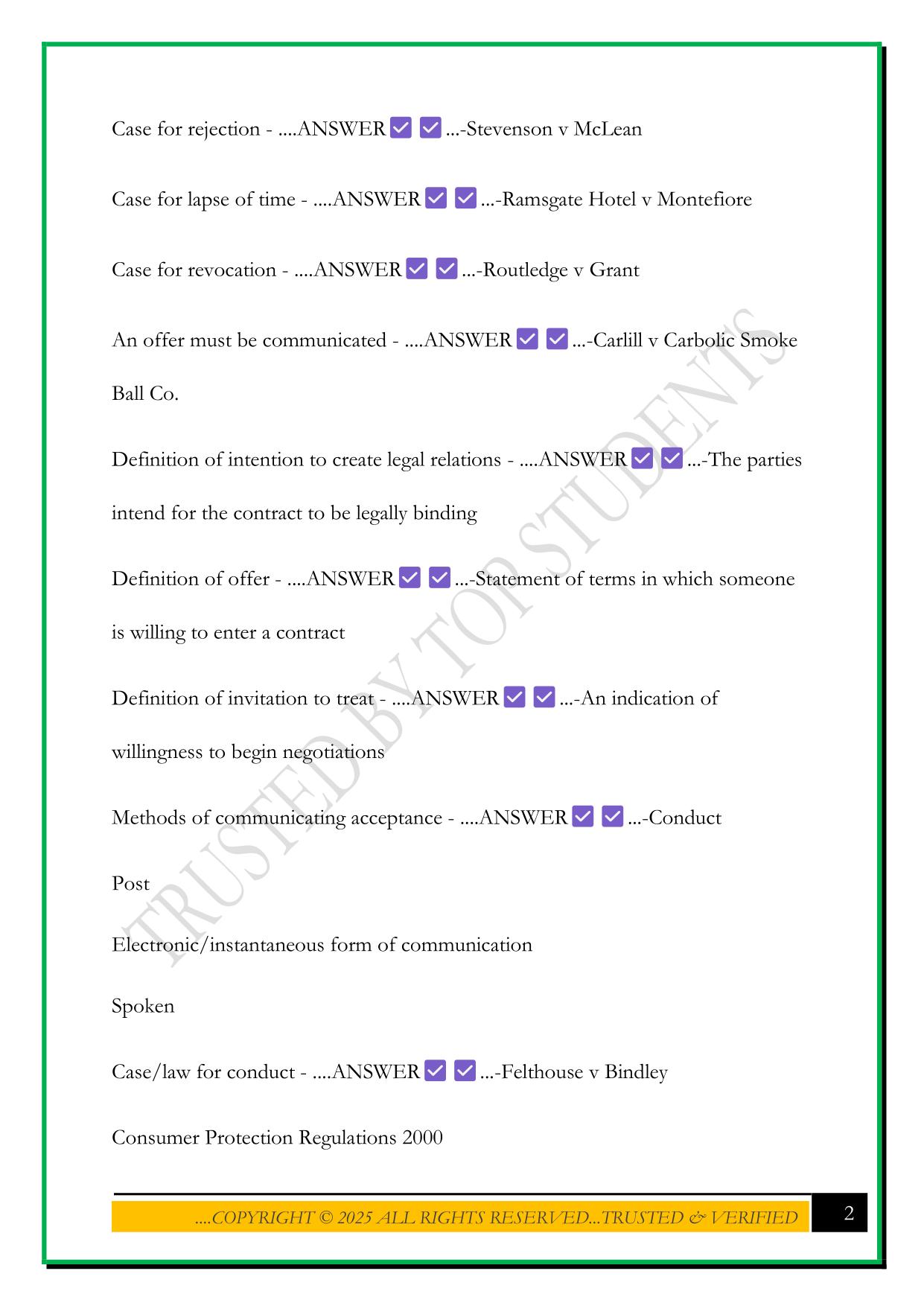 CONTRACT LAW - AQA LAW EXAM 2025 QUESTIONS AND ANSWERS