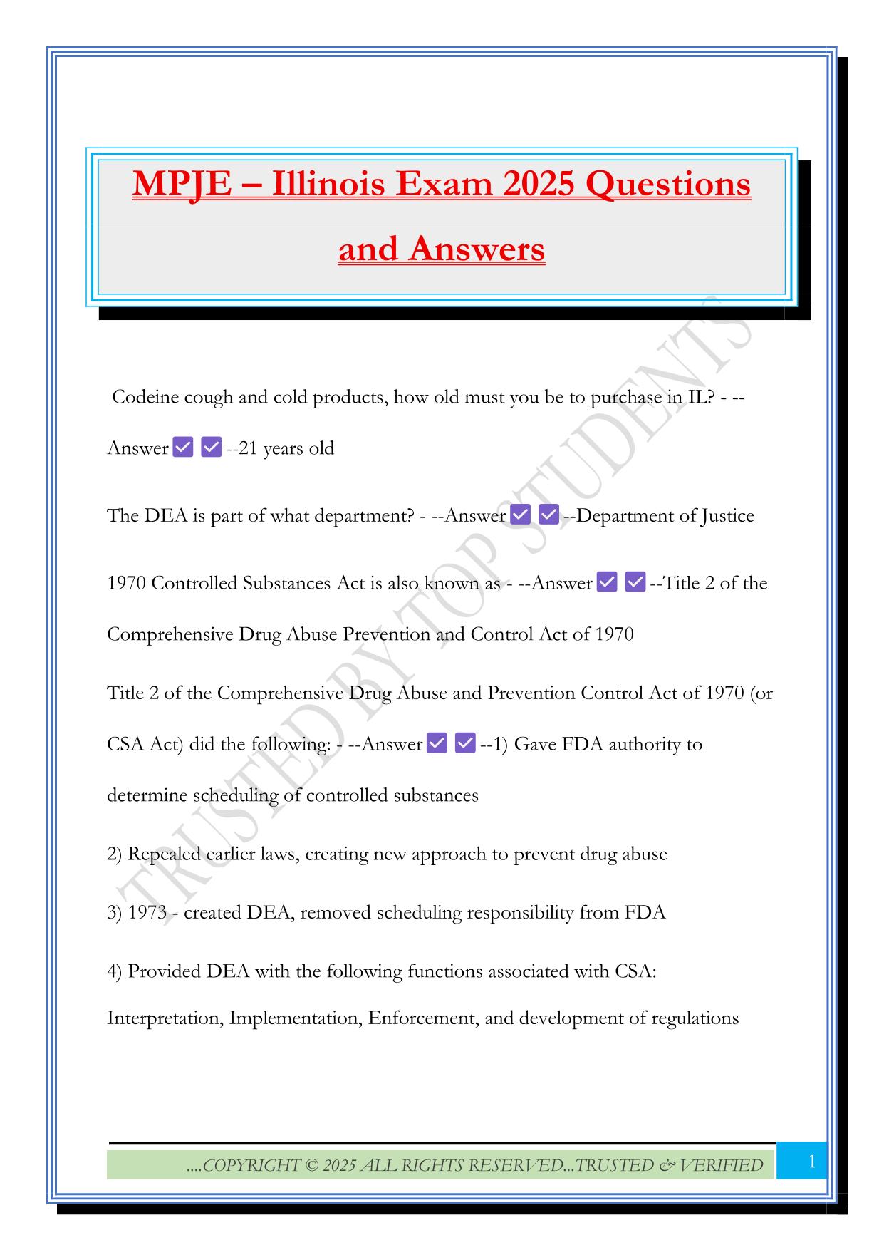 MPJE – Illinois Exam 2025 Questions and Answers