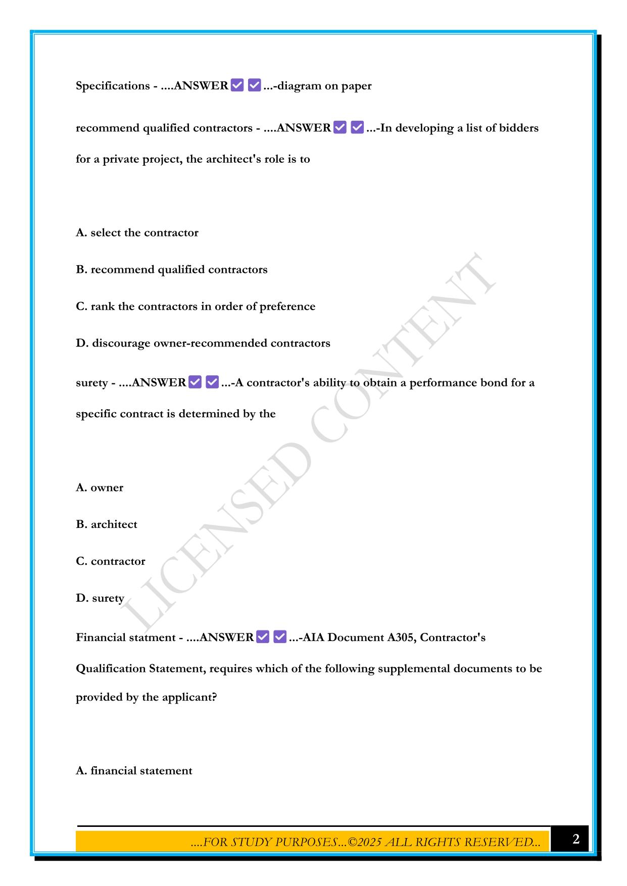 NCARB PRACTICE PROBLEMS EXAM 2025 QUESTIONS AND ANSWERS