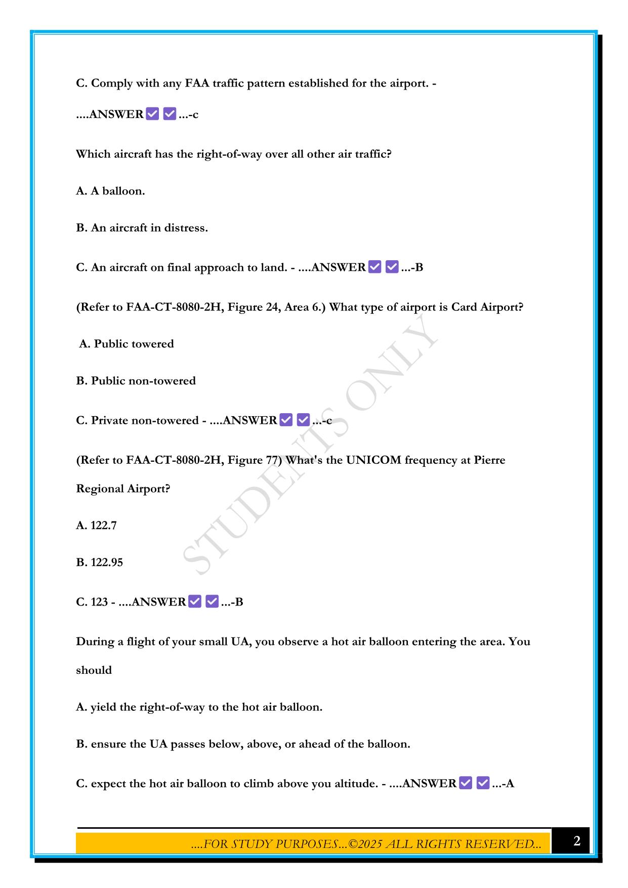 GROUND SCHOOL DRONE SCHOOL TEST 1 2025 QUESTIONS AND ANSWERS