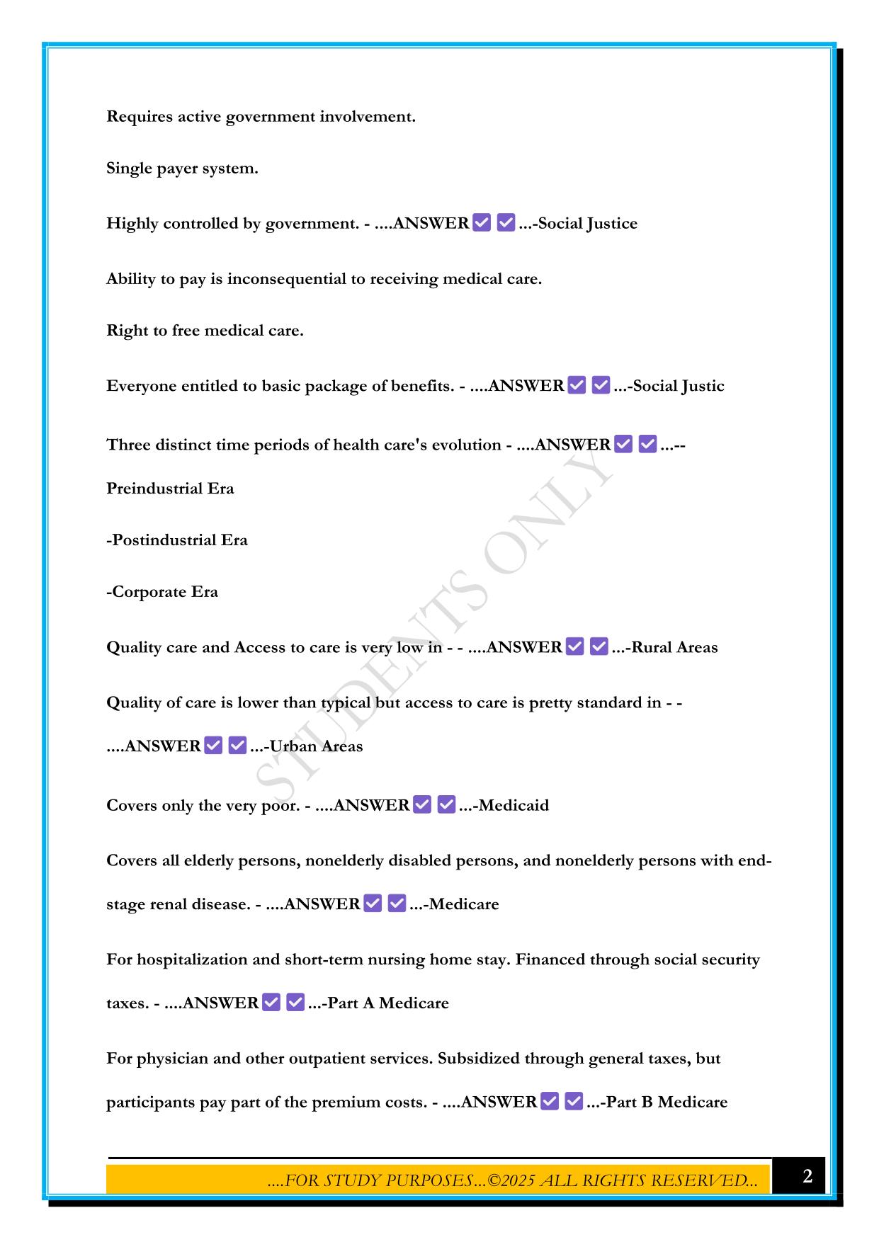 C425 - HEALTHCARE DELIVERY SYSTEMS, REGULATIONS, AND COMPLIANCE EXAM 2025 QUESTIONS AND ANSWERS