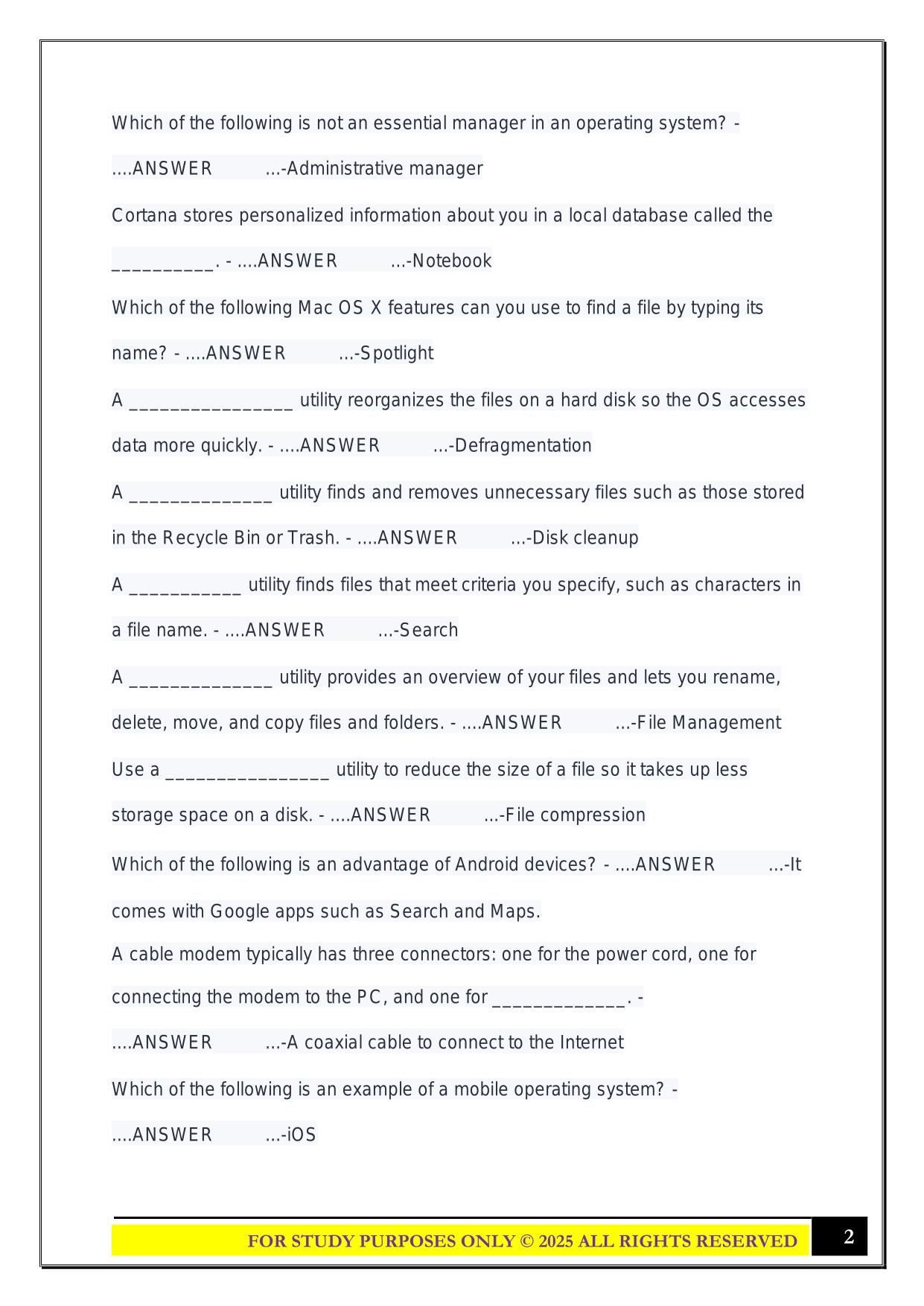 CIST 1001 SAM EXAM 5 2025 QUESTIONS AND ANSWERS