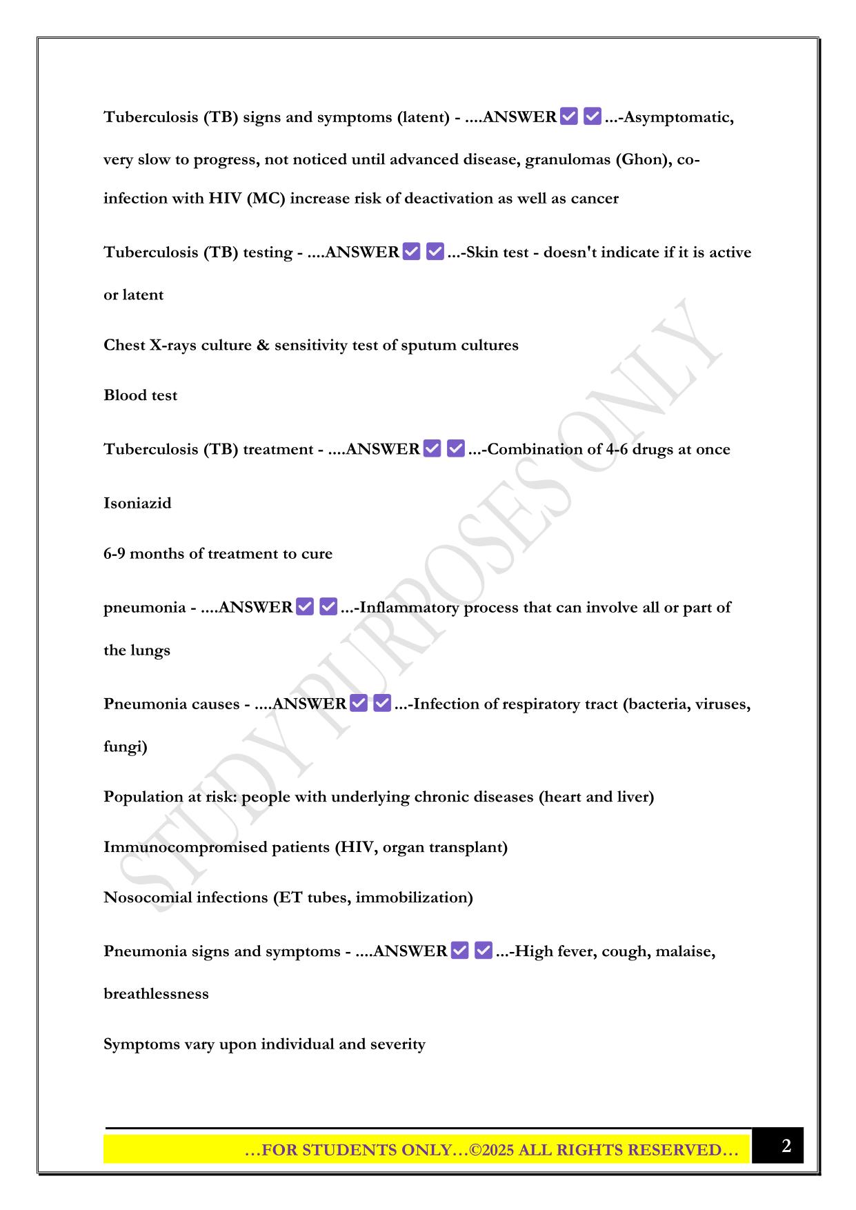 GCU BIO 322 Exam 2 2025 Questions and Answers
