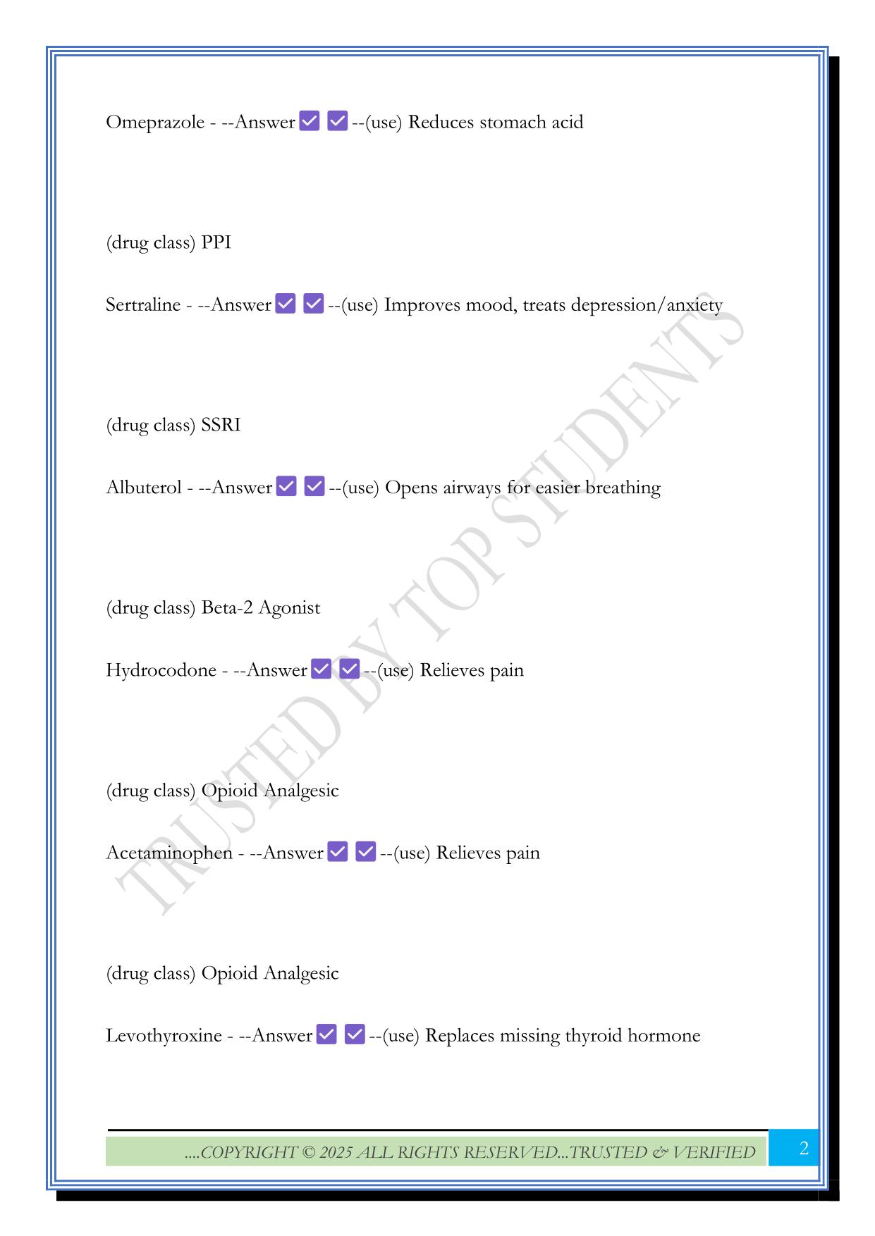 CVS Pharmacy Technician Drug List Exam 2025 Questions and Answers