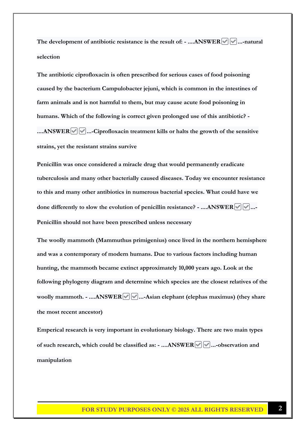 Biol 322 Exam 1 2025 Questions and Answers