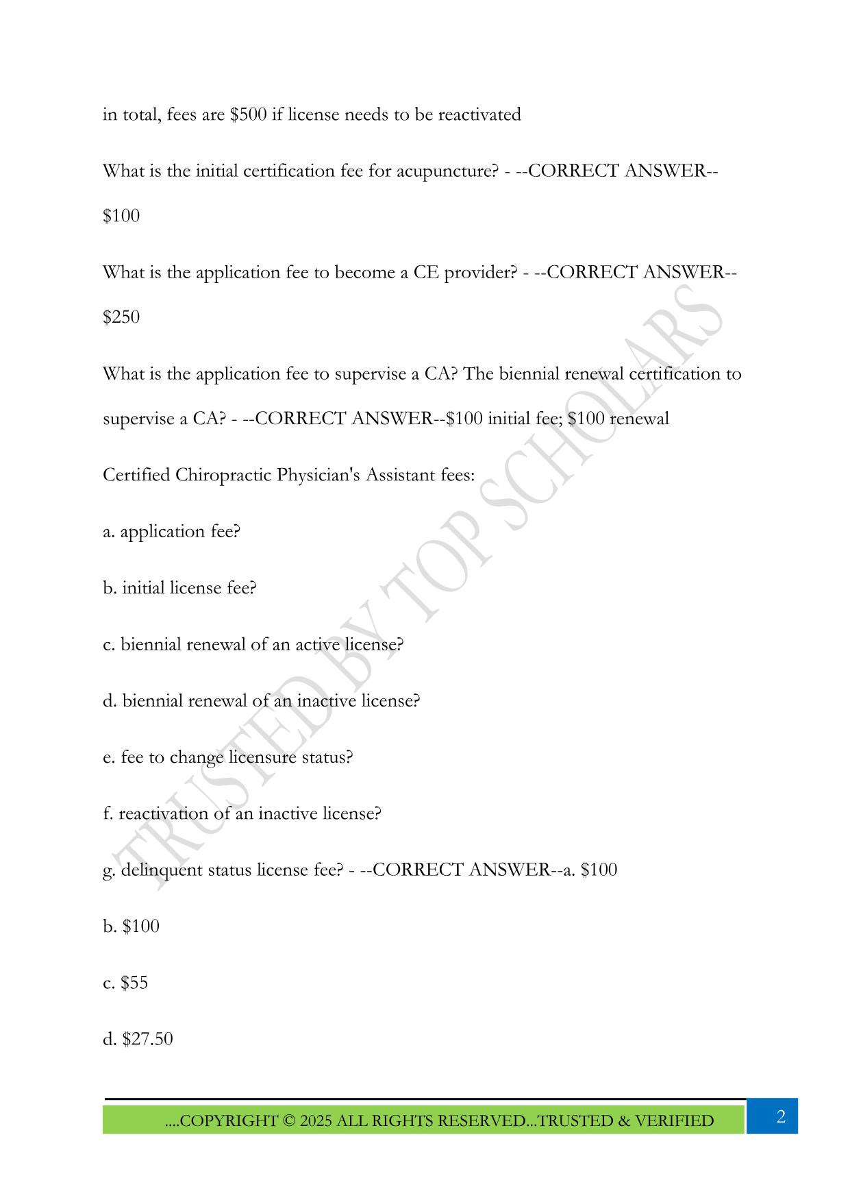 Florida Chiropractic Laws and Rules Exam 2025 Questions and Answers