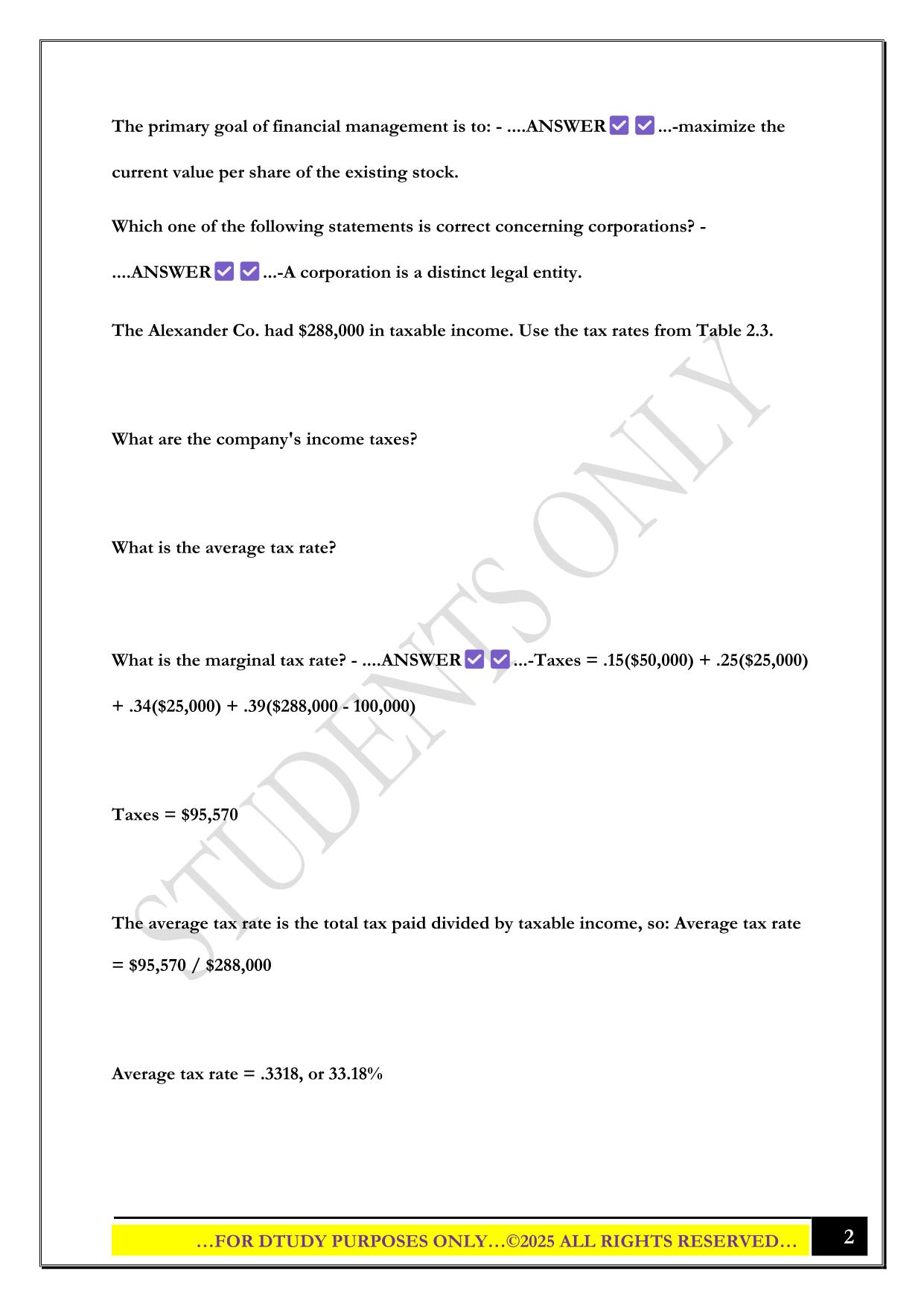 FINA EXAM REVIEW 2025 QUESTIONS AND ANSWERS