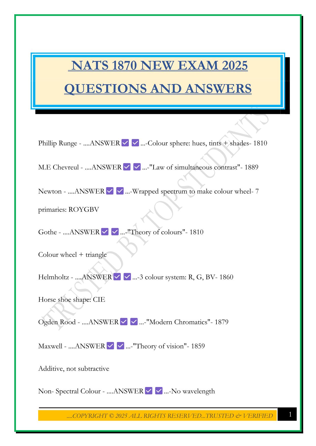 NATS 1870 NEW EXAM 2025 QUESTIONS AND ANSWERS