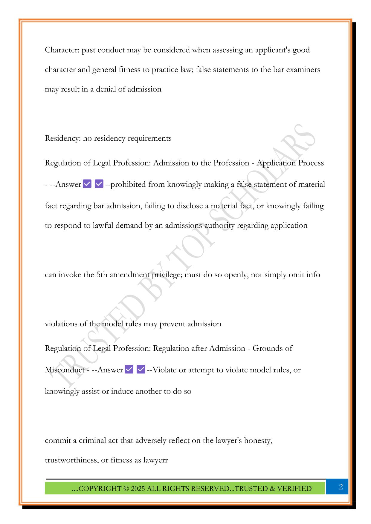 MPRE Outline Exam 2025 Questions and Answers