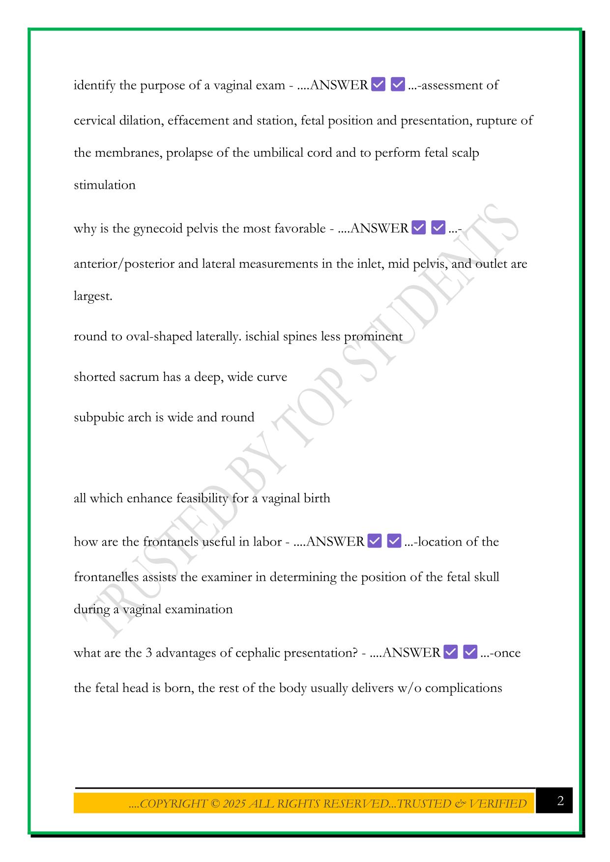 NRSG 376 EXAM 2 2025 QUESTIONS AND ANSWERS