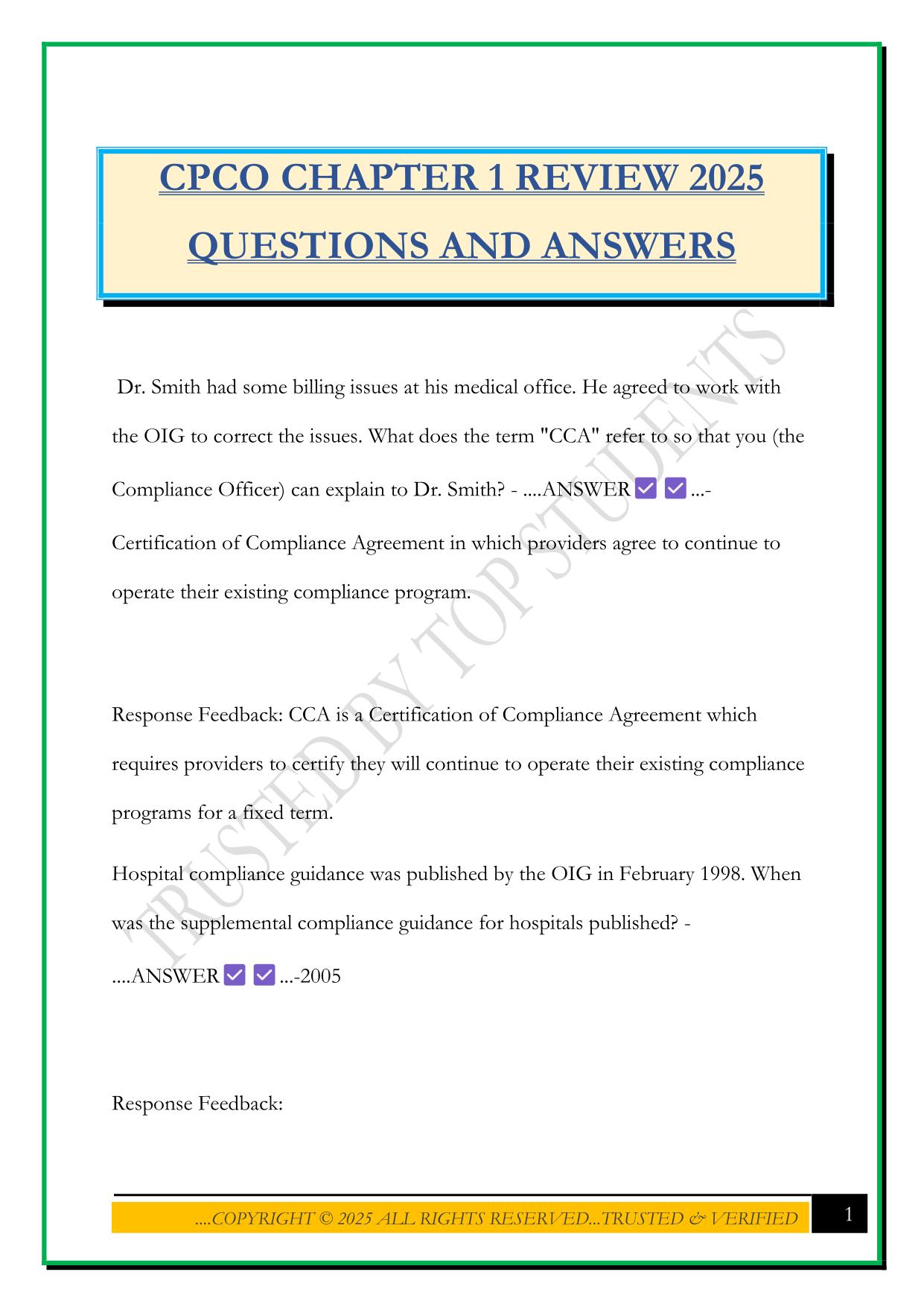 CPCO CHAPTER 1 REVIEW 2025 QUESTIONS AND ANSWERS