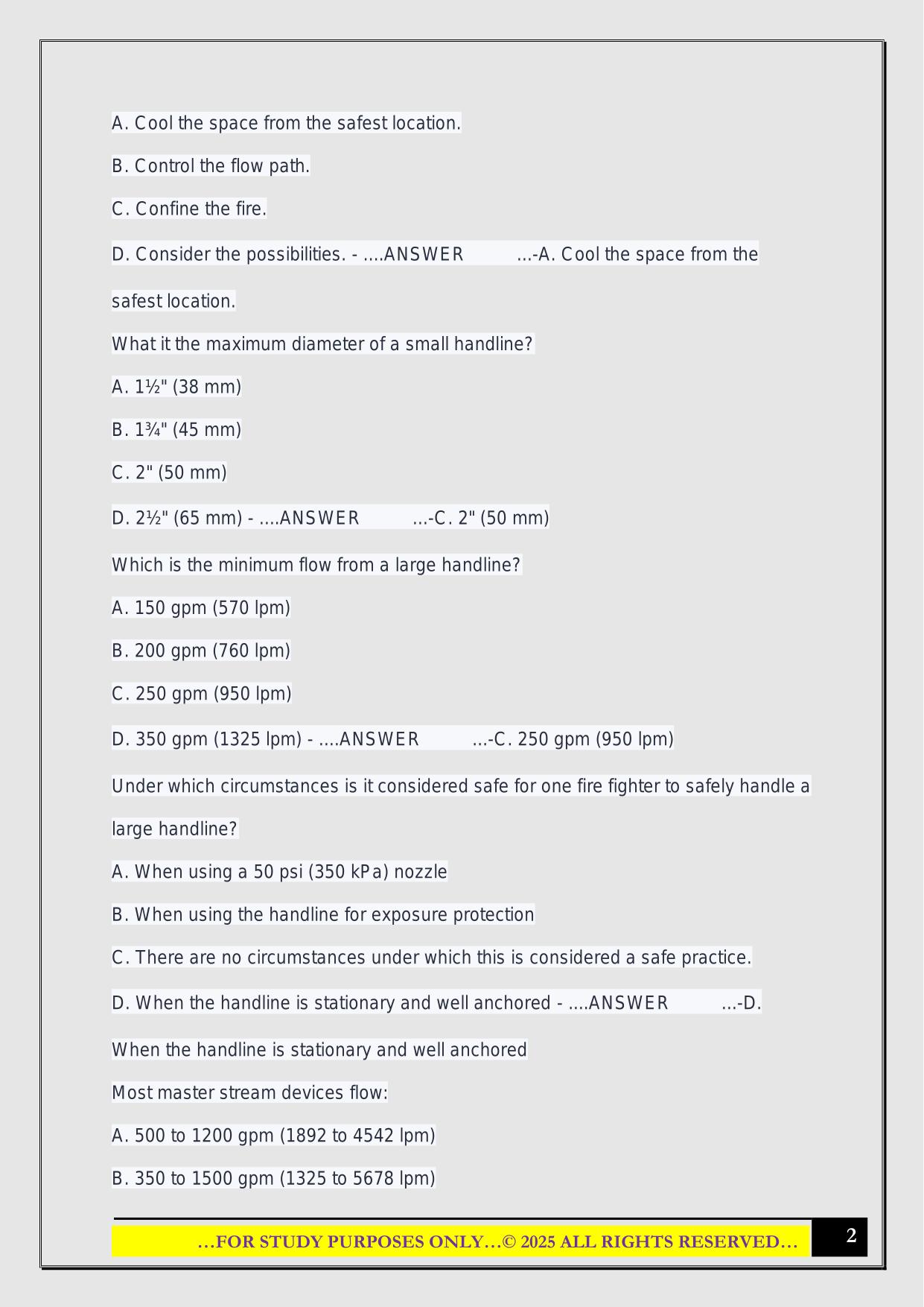 Fire Fighter I Exam - Chapter 17 2025 Questions and Answers