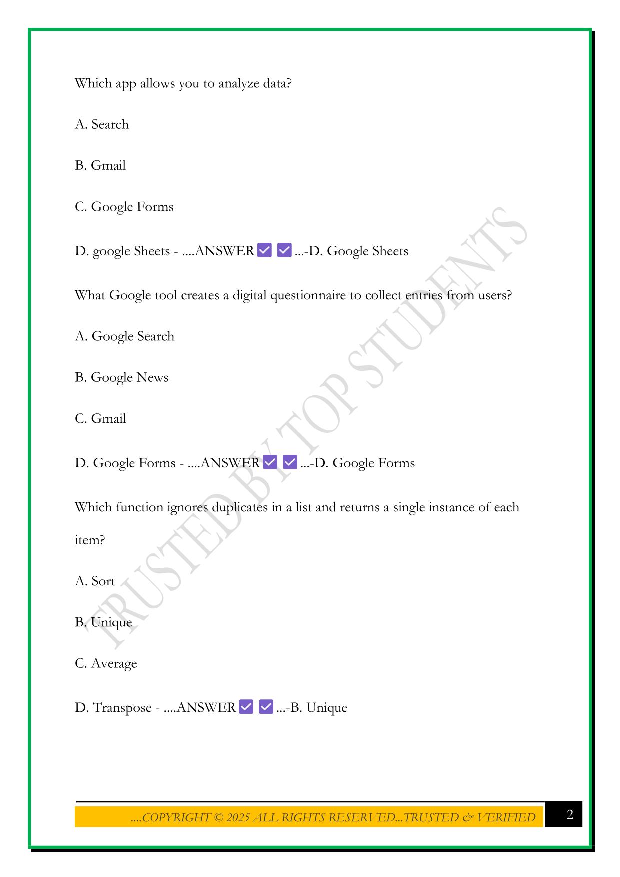 GOOGLE-UNIT 8 EXAM 2025 QUESTIONS AND ANSWERS