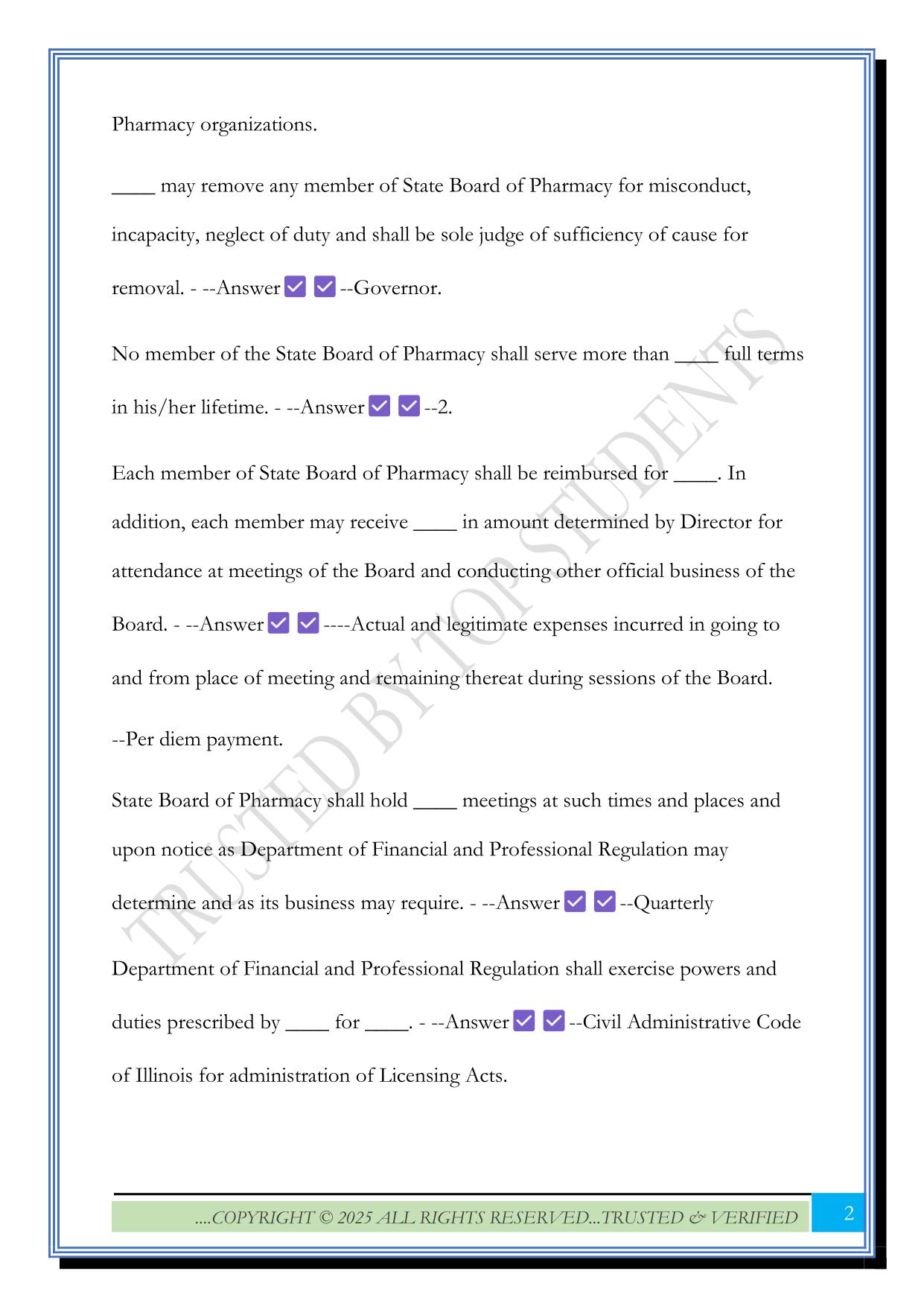 Illinois Pharmacy Law for MPJE Exam 2025 Questions and Answers