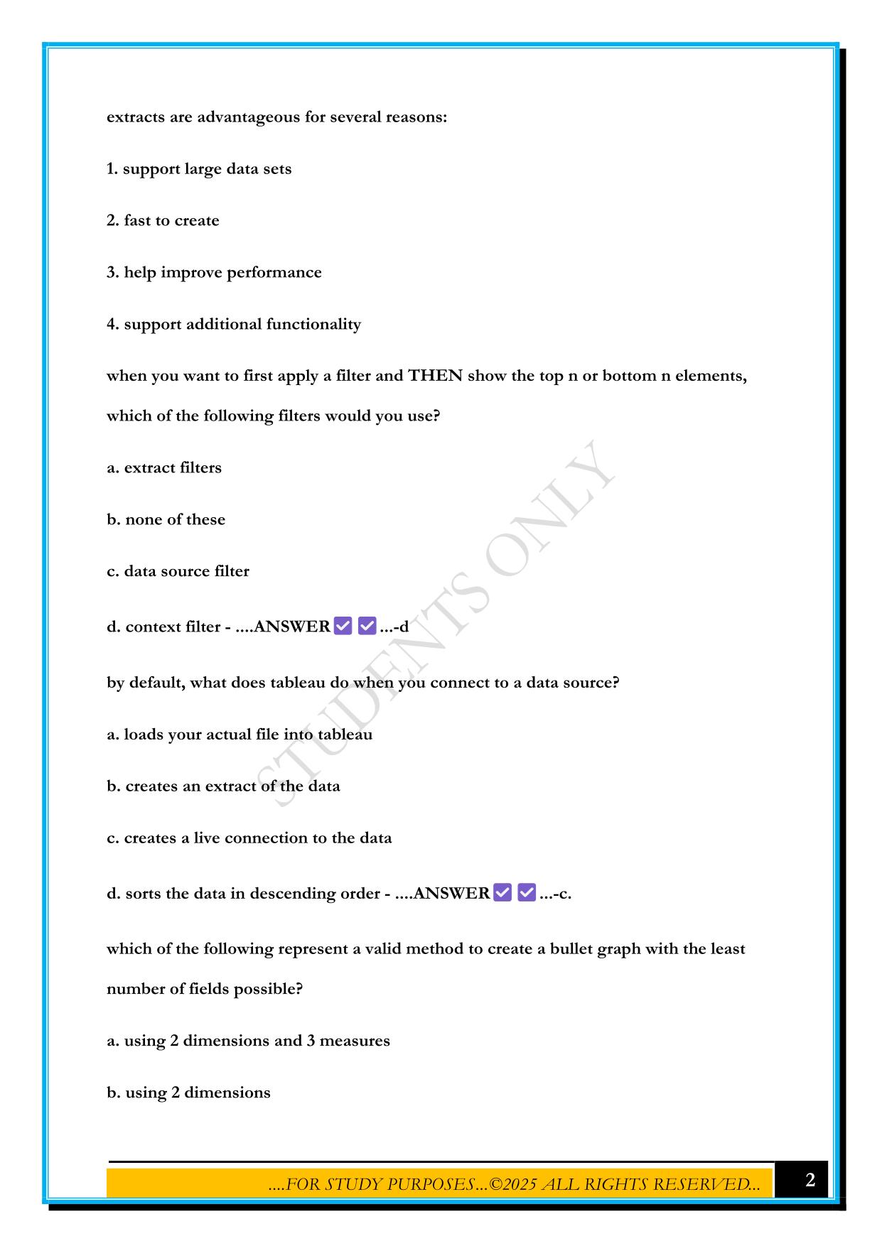 TABLEAU DESKTOP SPECIALIST EXAM 2025 QUESTIONS AND ANSWERS