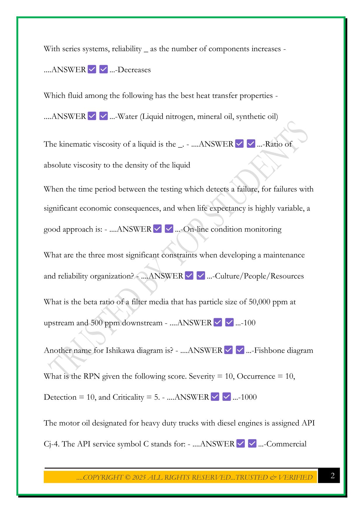CMRP QUIZ QUESTIONS WITH CORRECT ANSWERS