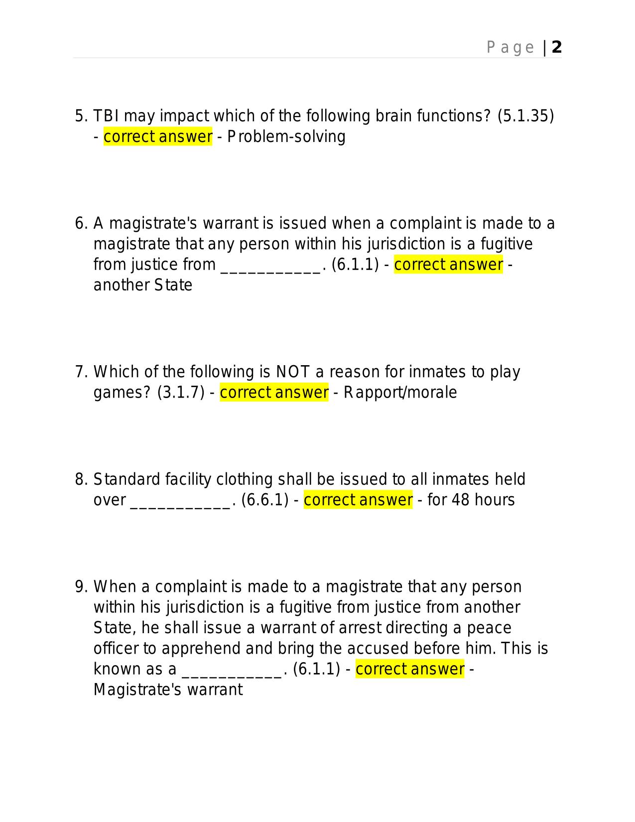 BASIC COUNTY CORRECTIONS 2025 QUESTIONS AND ANSWERS.
