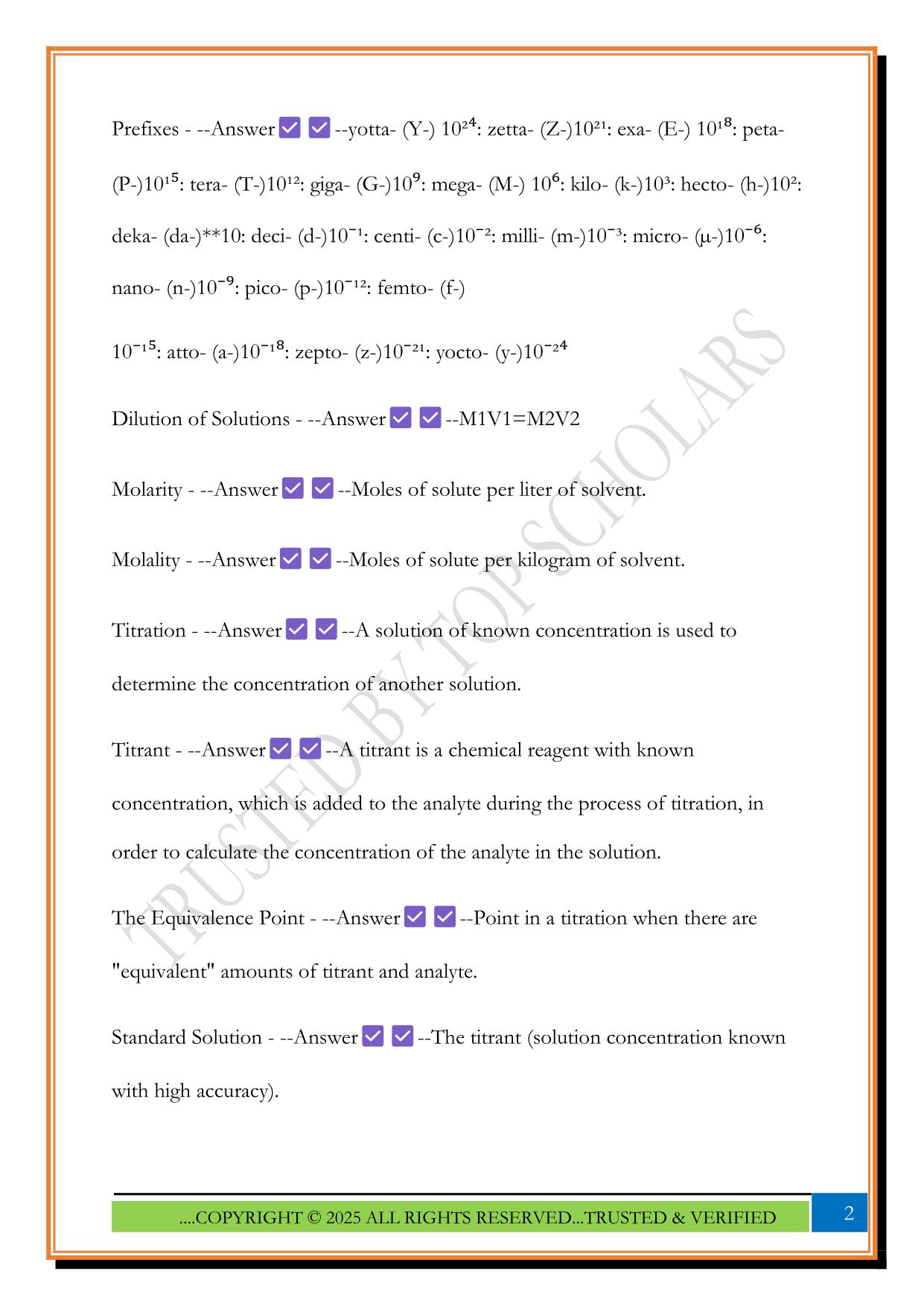 Analytical Chemistry Exam 1 2025 Questions and Answers