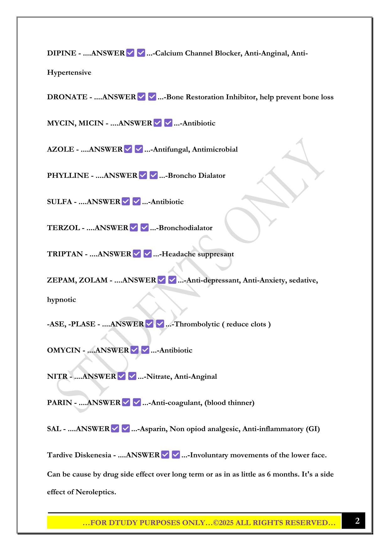 PHARMACOLOGY PN2005 EXAM 2025 QUESTIONS AND ANSWERS