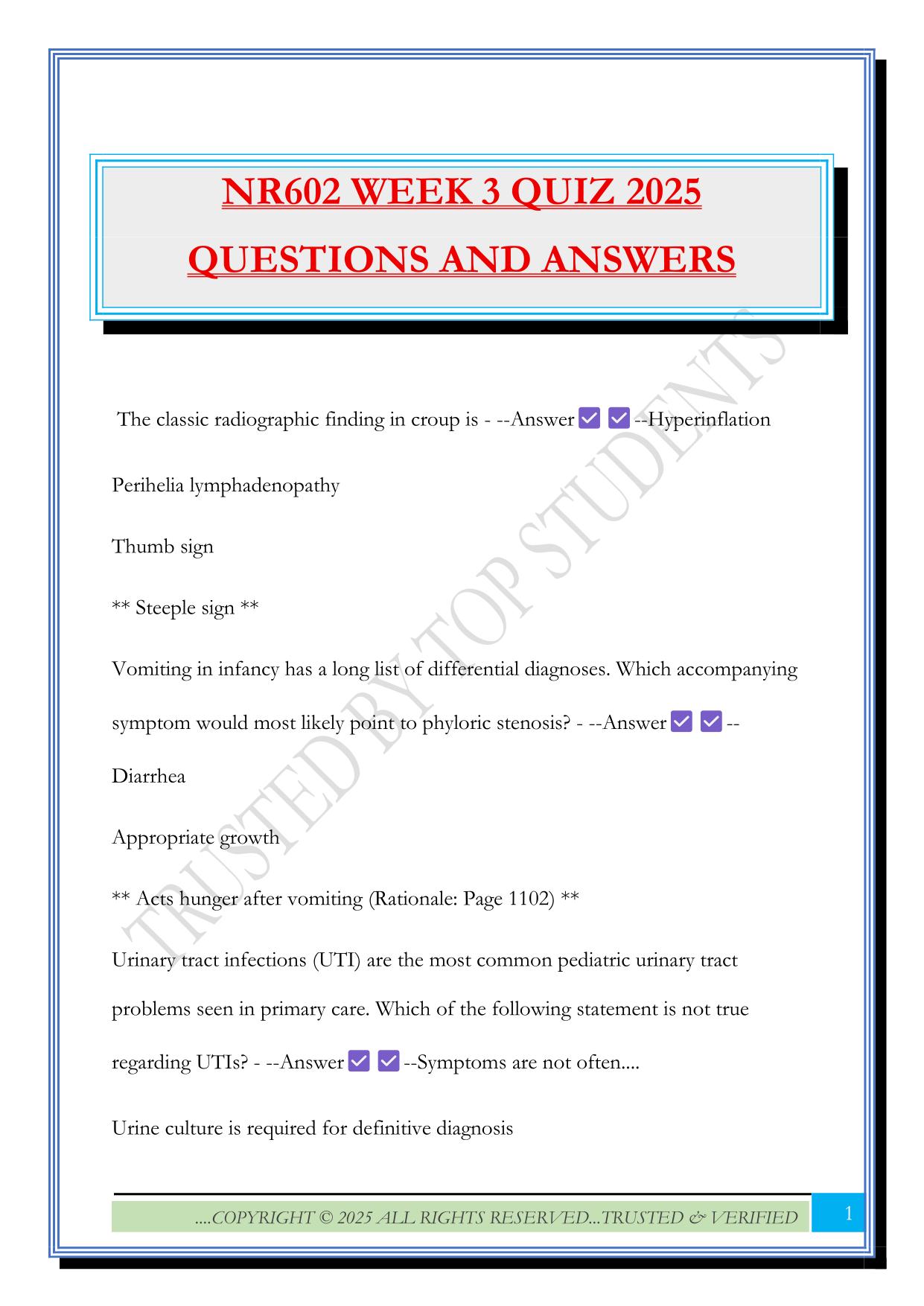 NR602 WEEK 3 QUIZ 2025 QUESTIONS AND ANSWERS
