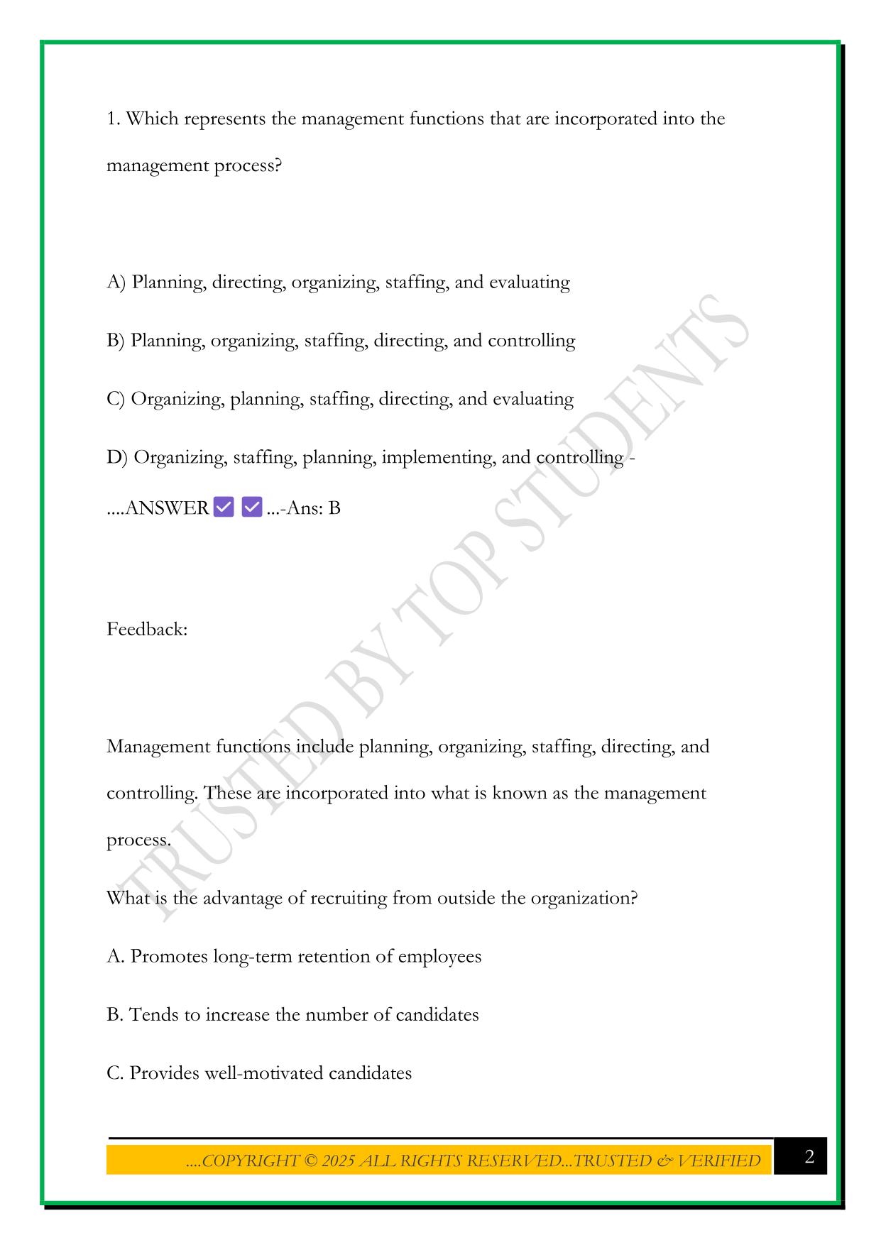 NURSE LEADERSHIP PRACTICE QUESTIONS EXAM 1 2025 QUESTIONS AND ANSWERS