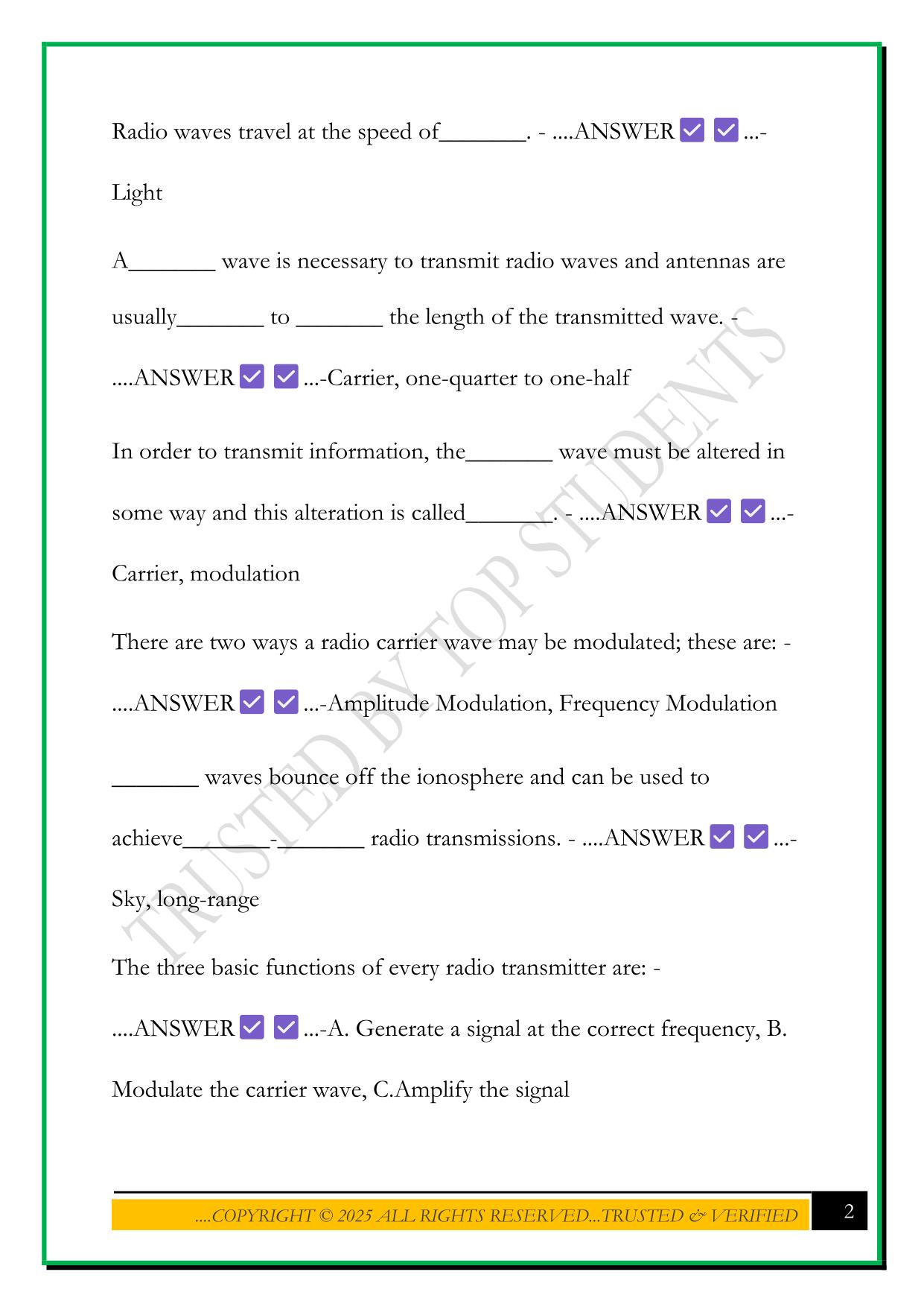 AIRCRAFT AVIONICS SYSTEMS EXAM 2025 QUESTIONS AND ANSWERS