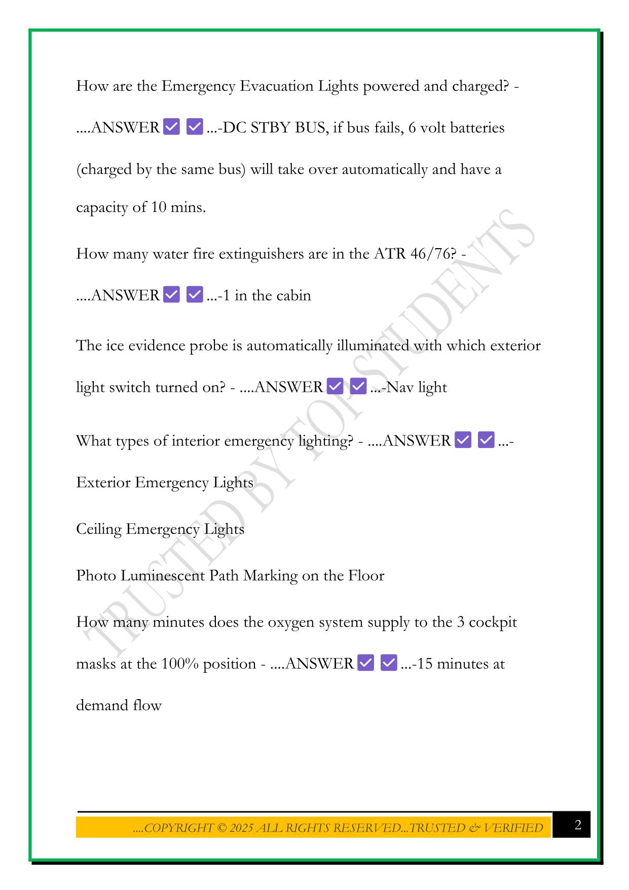 SILVER AIRWAYS ATR 72-600 SYSTEMS EXAM 2025 QUESTIONS AND ANSWERS