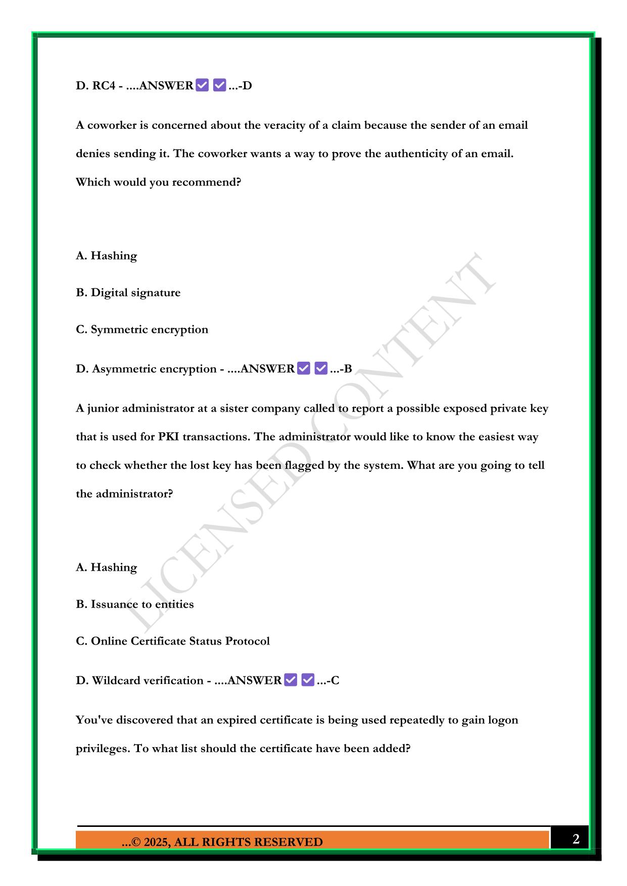 CASP+ PRACTICE TEST 2025 QUESTIONS WITH CORRECT ANSWERS