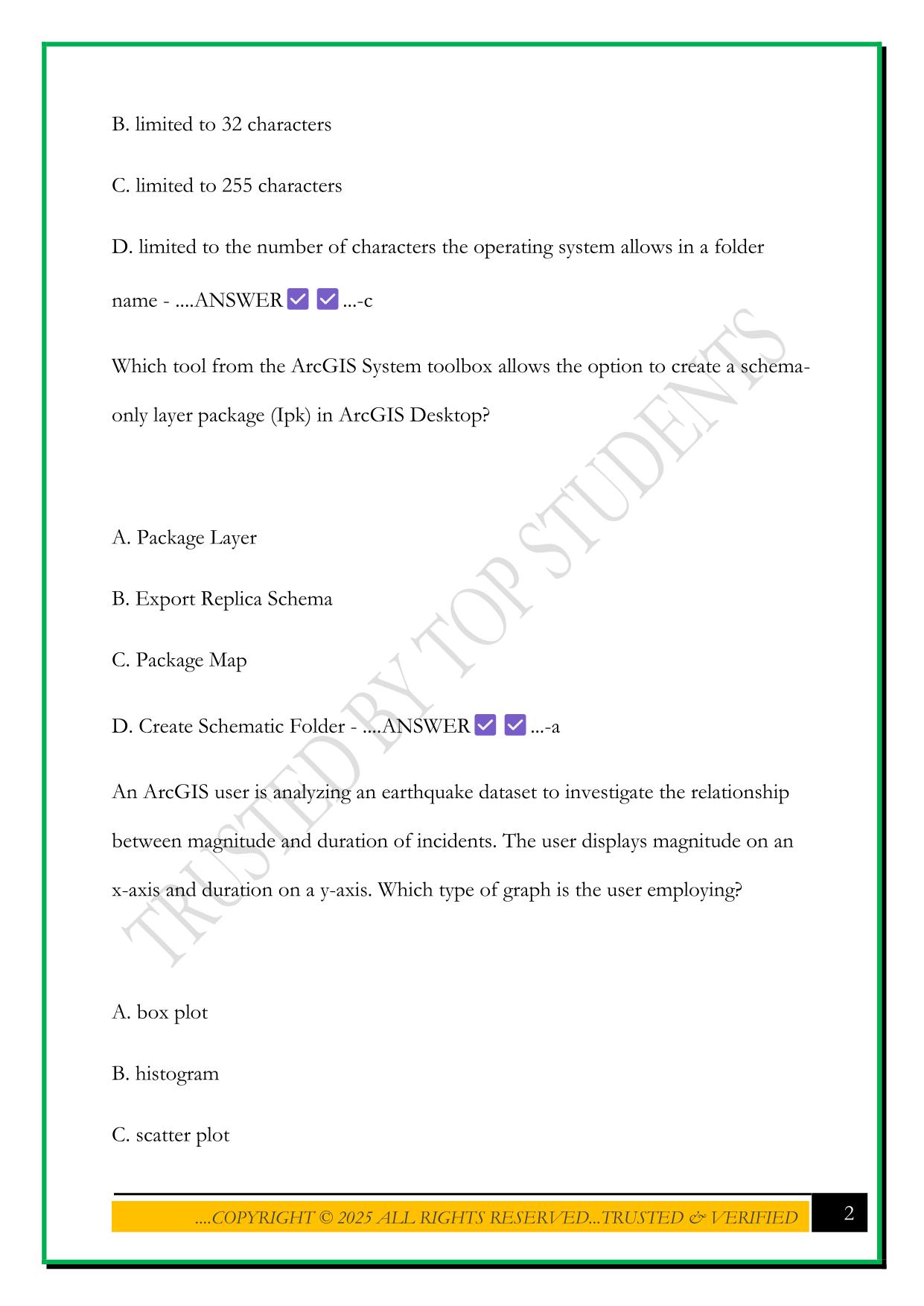 ESRI CERTIFICATION PRACTICE TEST 1 2025 QUESTIONS AND ANSWERS