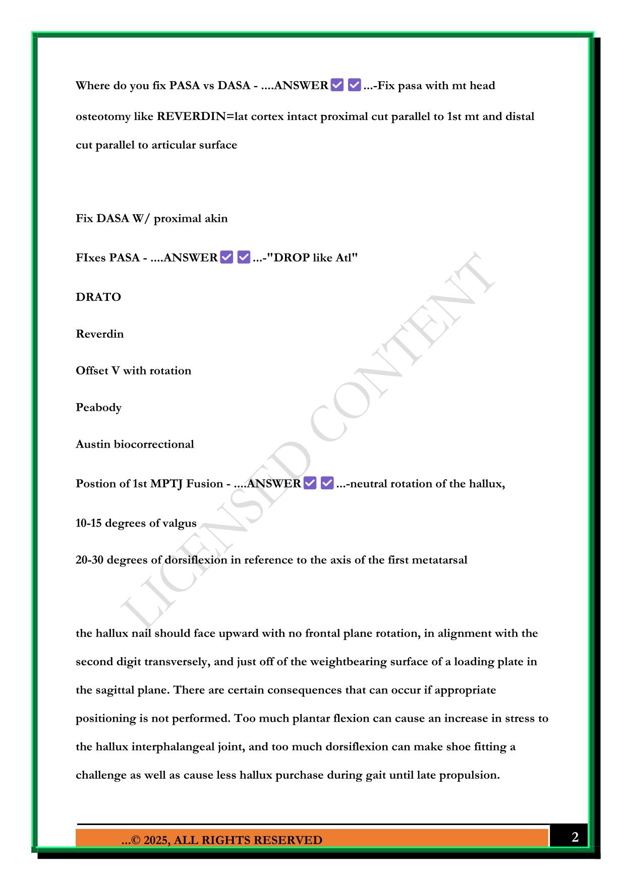 ABFAS FOREFOOT EXAM 2025 QUESTIONS AND ANSWERS
